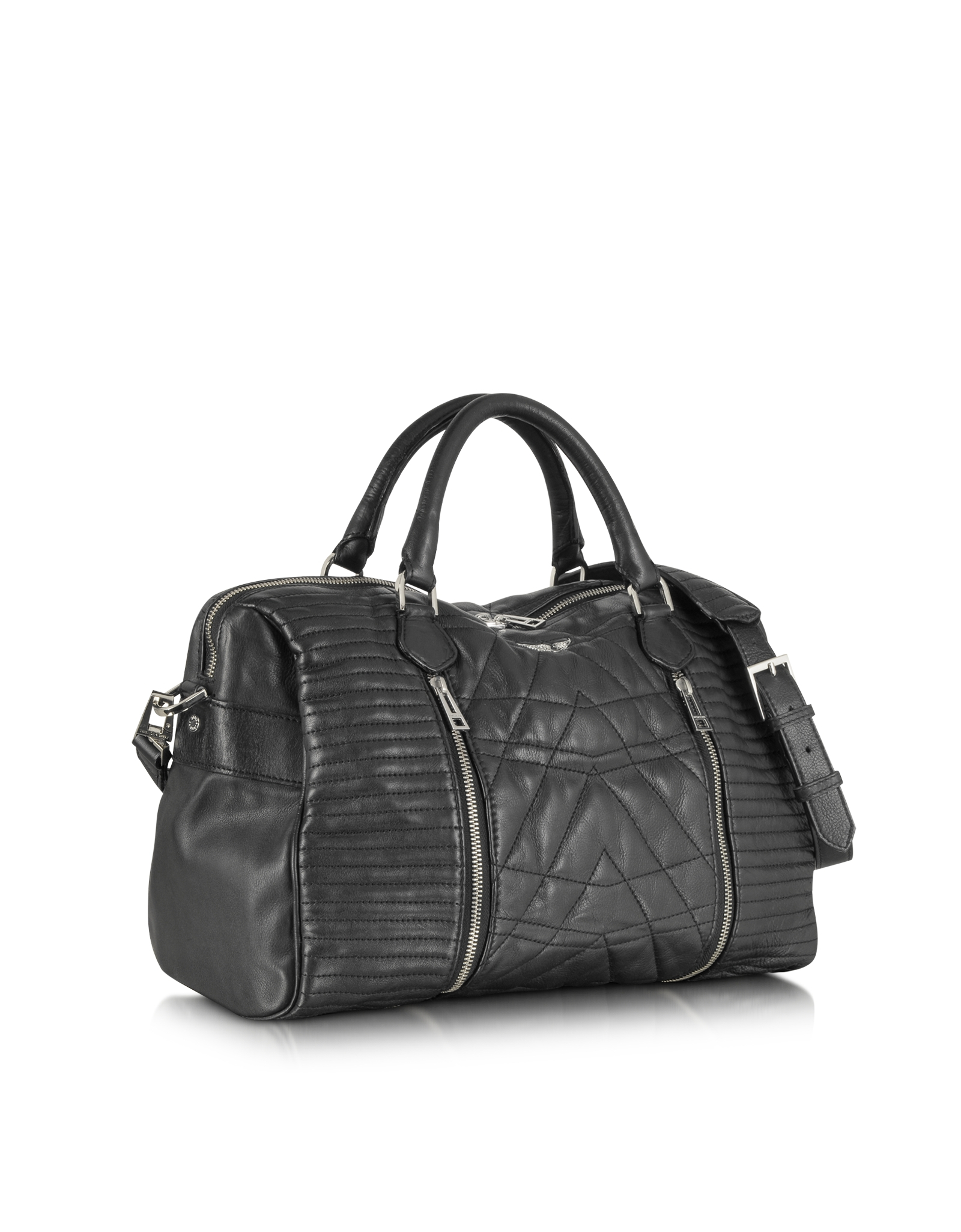 Lyst - Zadig & Voltaire Sunny Matelasse Black Leather Satchel Bag in Black