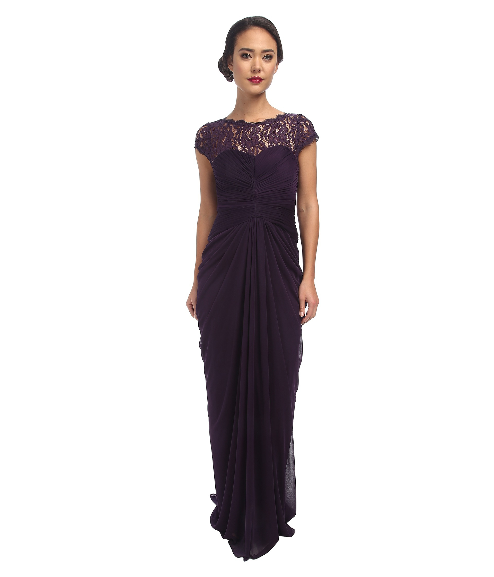 Papell Lace Bodice On Draped Skirt - papell lace bodice on draped skirt in purple lyst Papell Lace Bodice On Draped Skirt - papell lace bodice on draped skirt in purple lyst