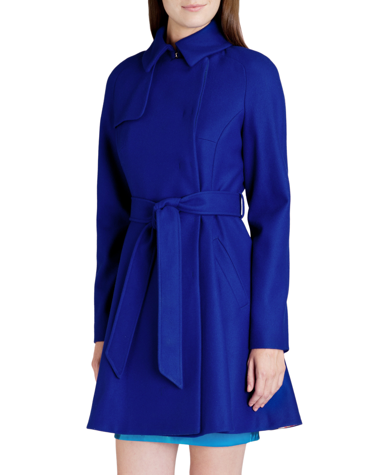 Ted Baker Albine Wool Trench Coat in Blue - Lyst
