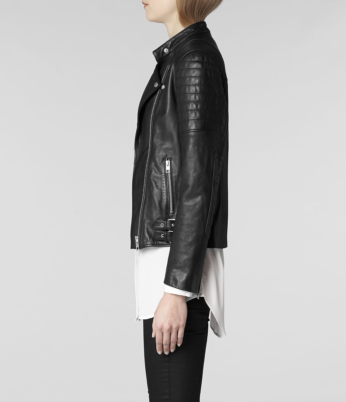 Allsaints Darte Leather Biker Jacket In Black Lyst