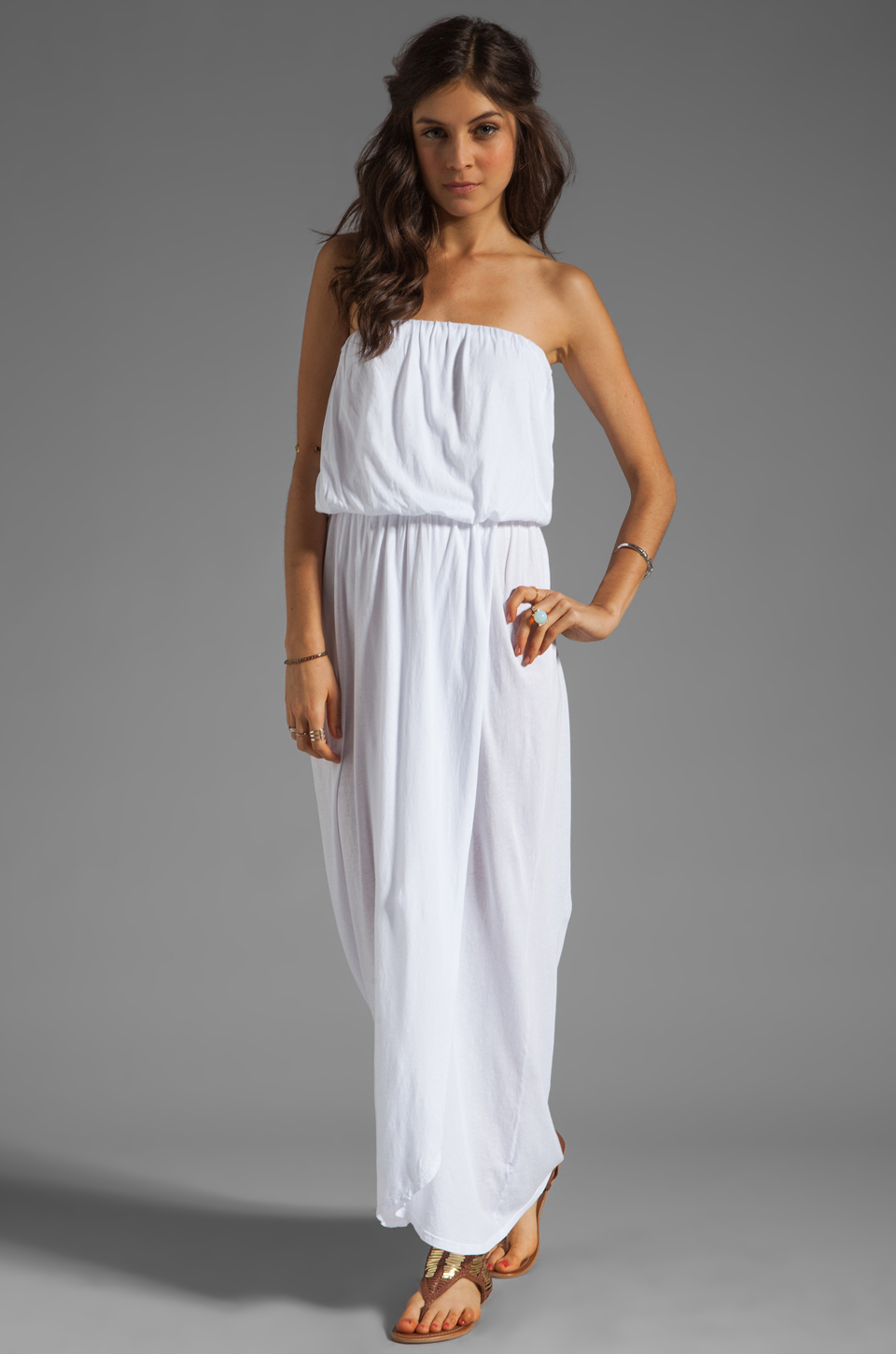 Velvet by graham & spencer Shivan Sheer Jersey Maxi Dress in White | Lyst