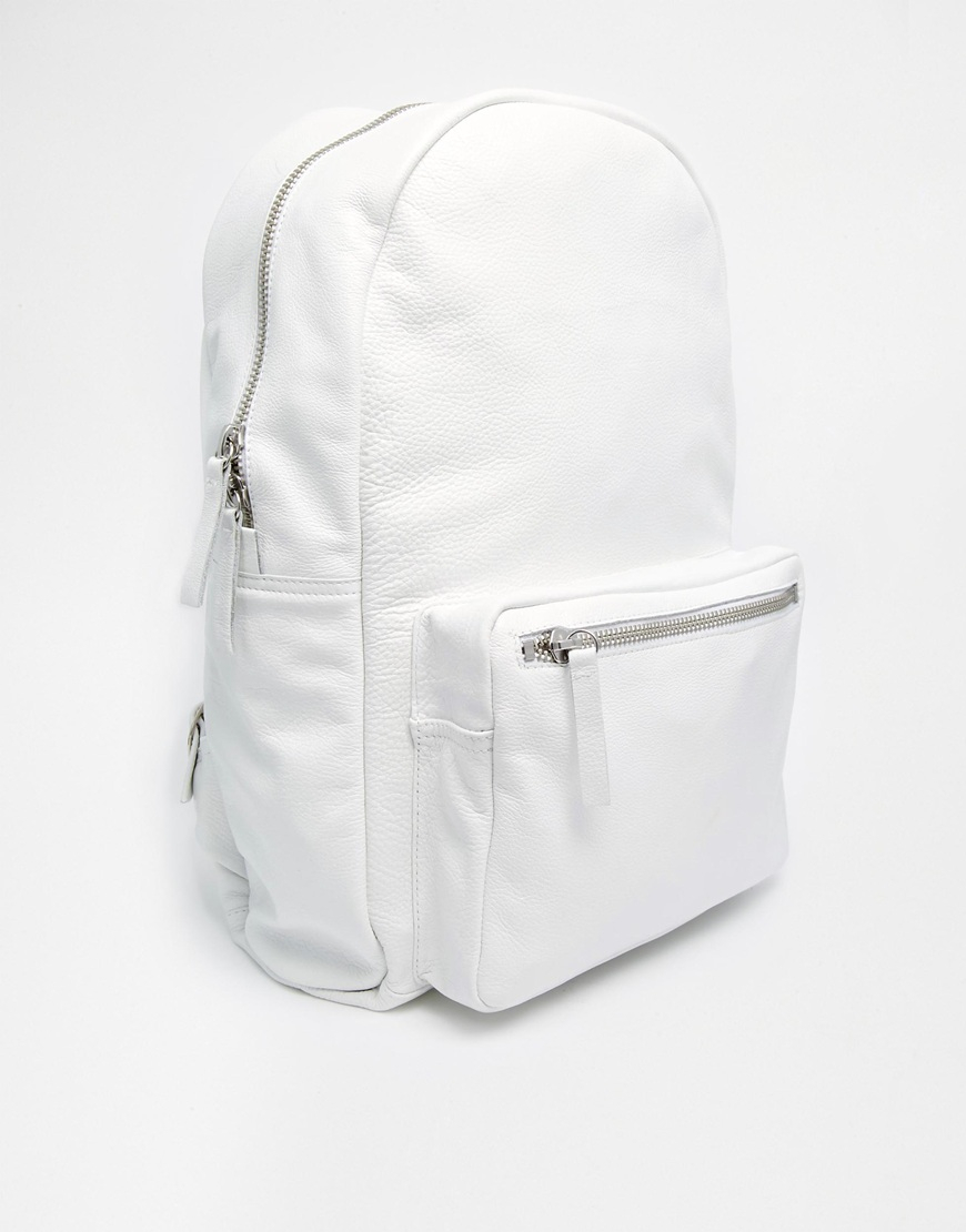 Tiny White Leather Backpack | IUCN Water