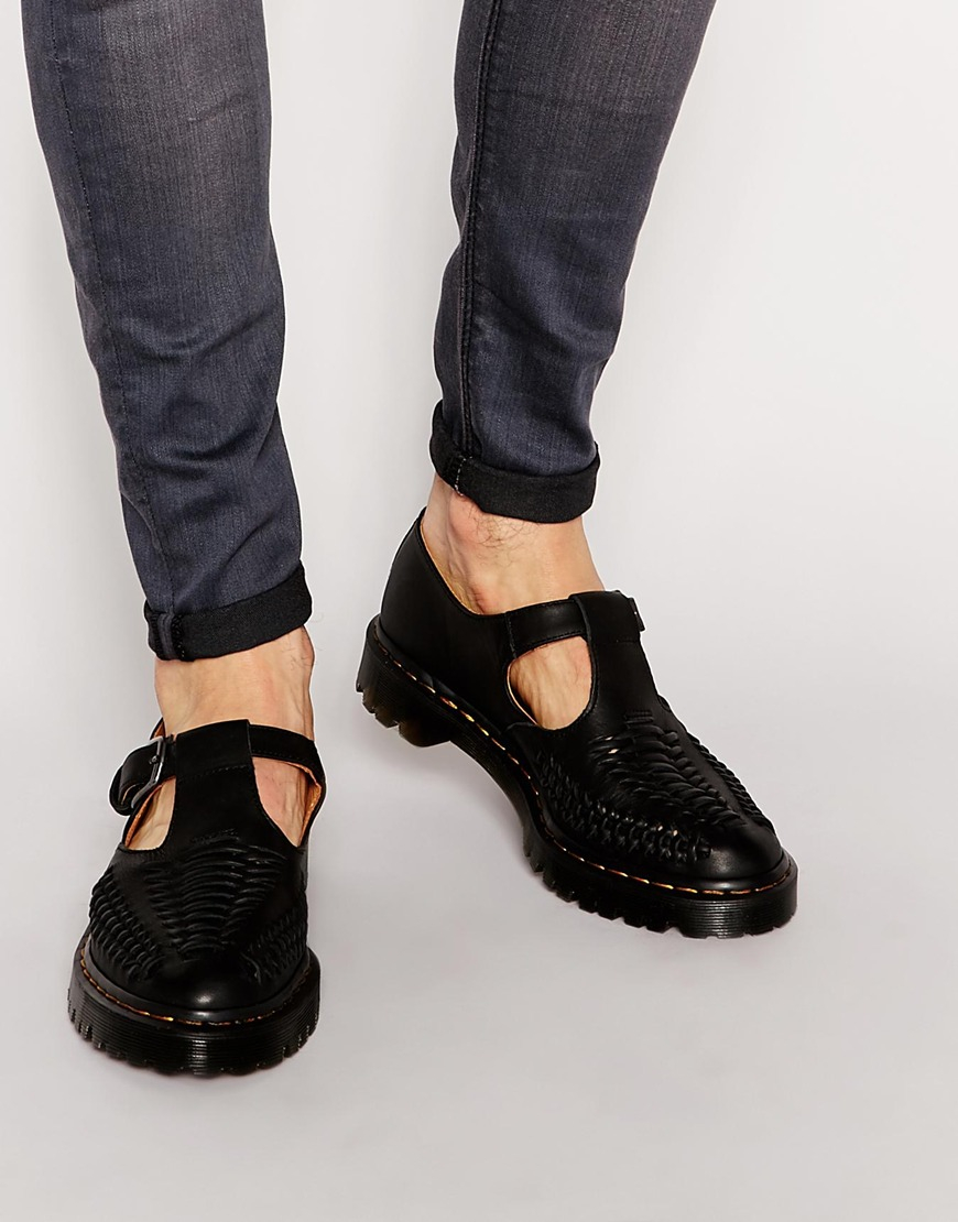 Lyst - Dr. Martens Woven T-bar Shoes in Black for Men