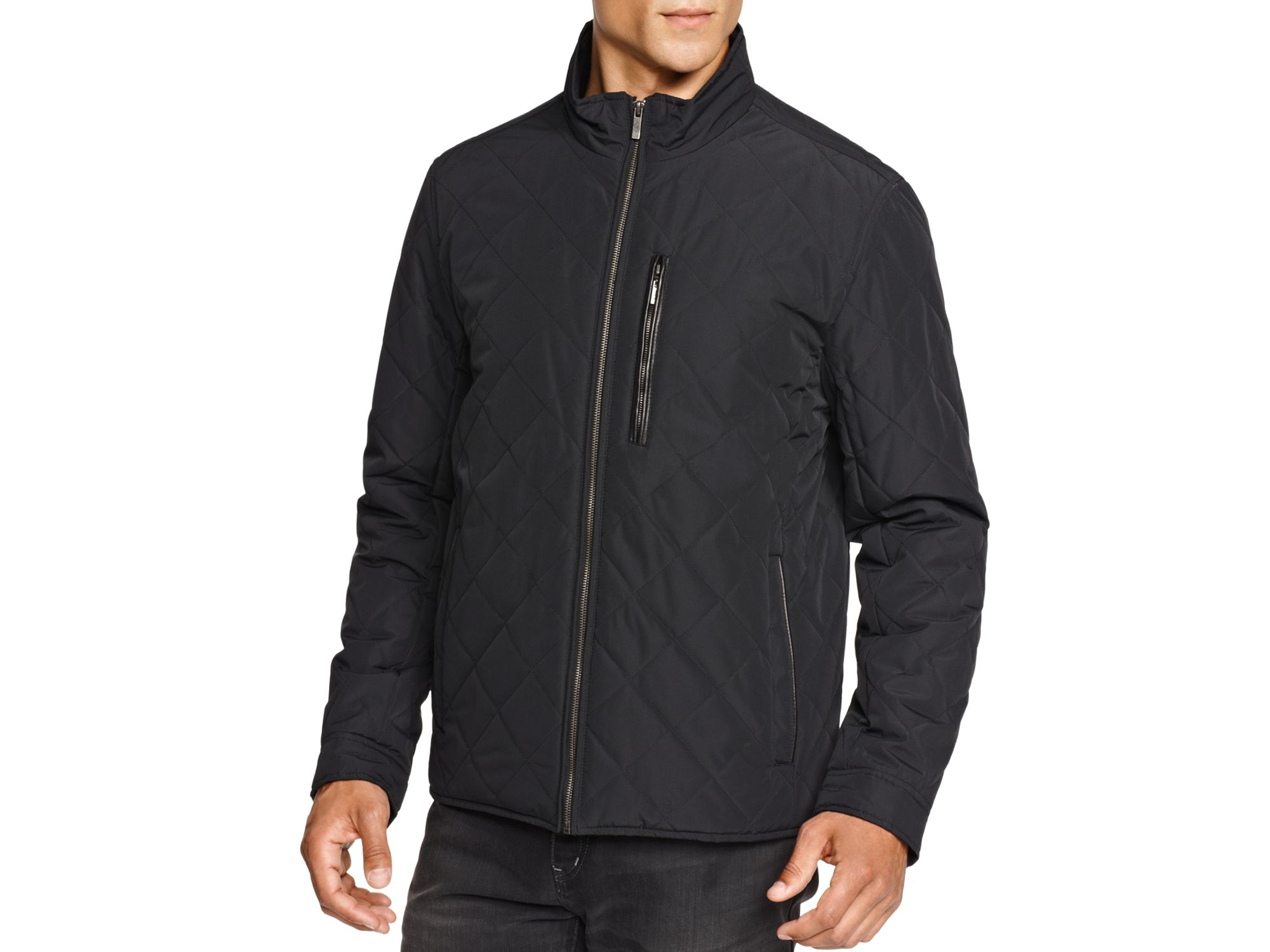 Lyst Cole haan Quilted Stand Collar Jacket in Black for Men
