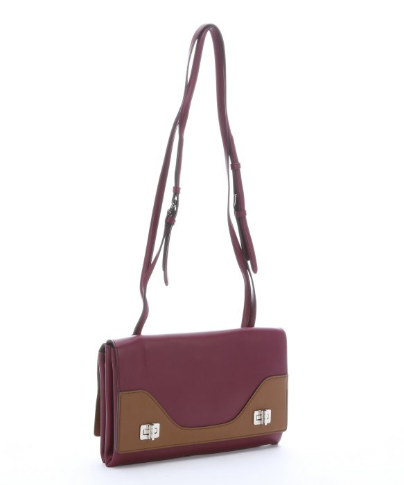 Prada Mauve And Cinnamon Leather Double Flap Shoulder Bag in ...  