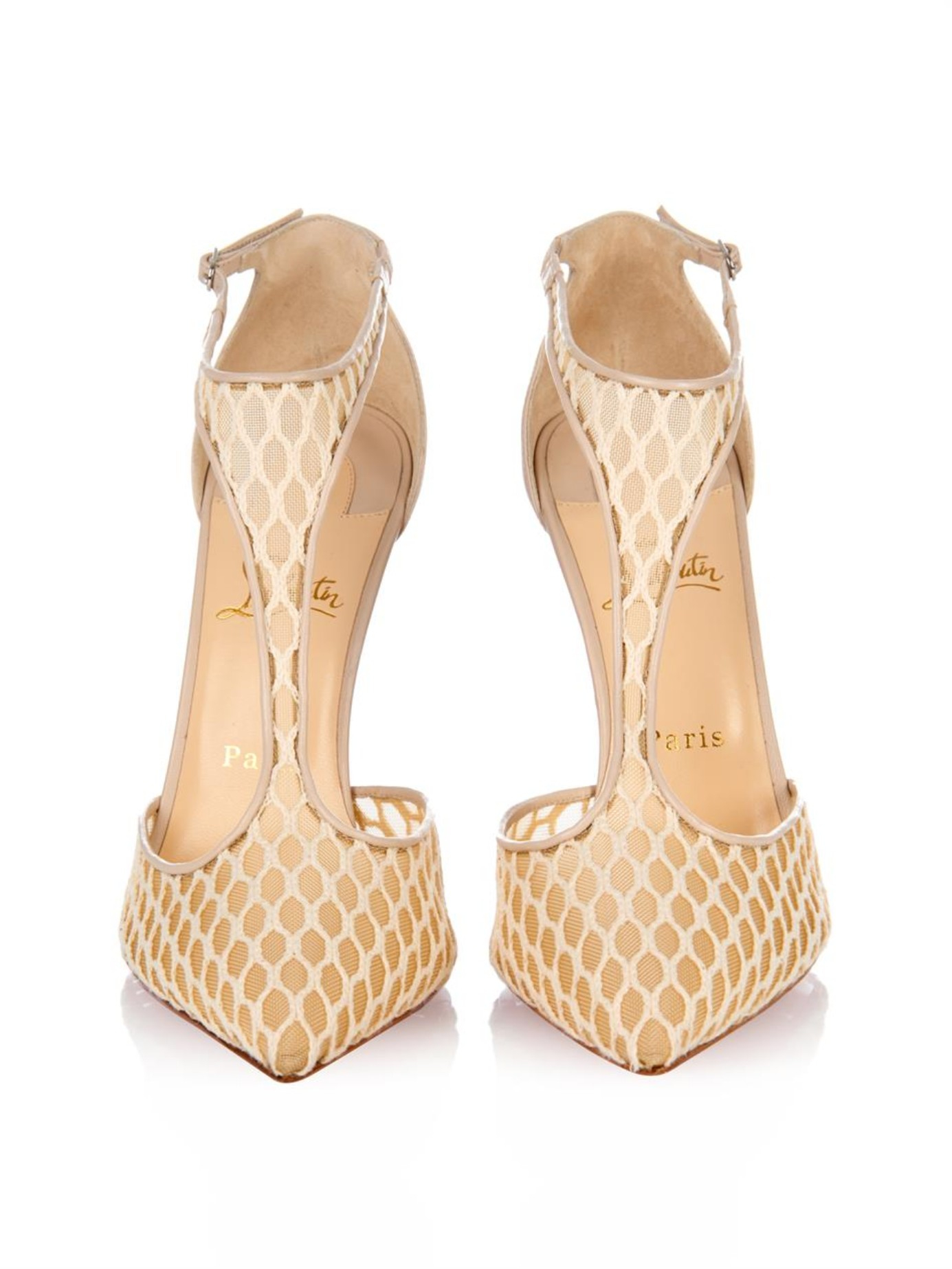 Christian louboutin Salonu Mesh And Fishnet Pumps in Beige (NUDE ...