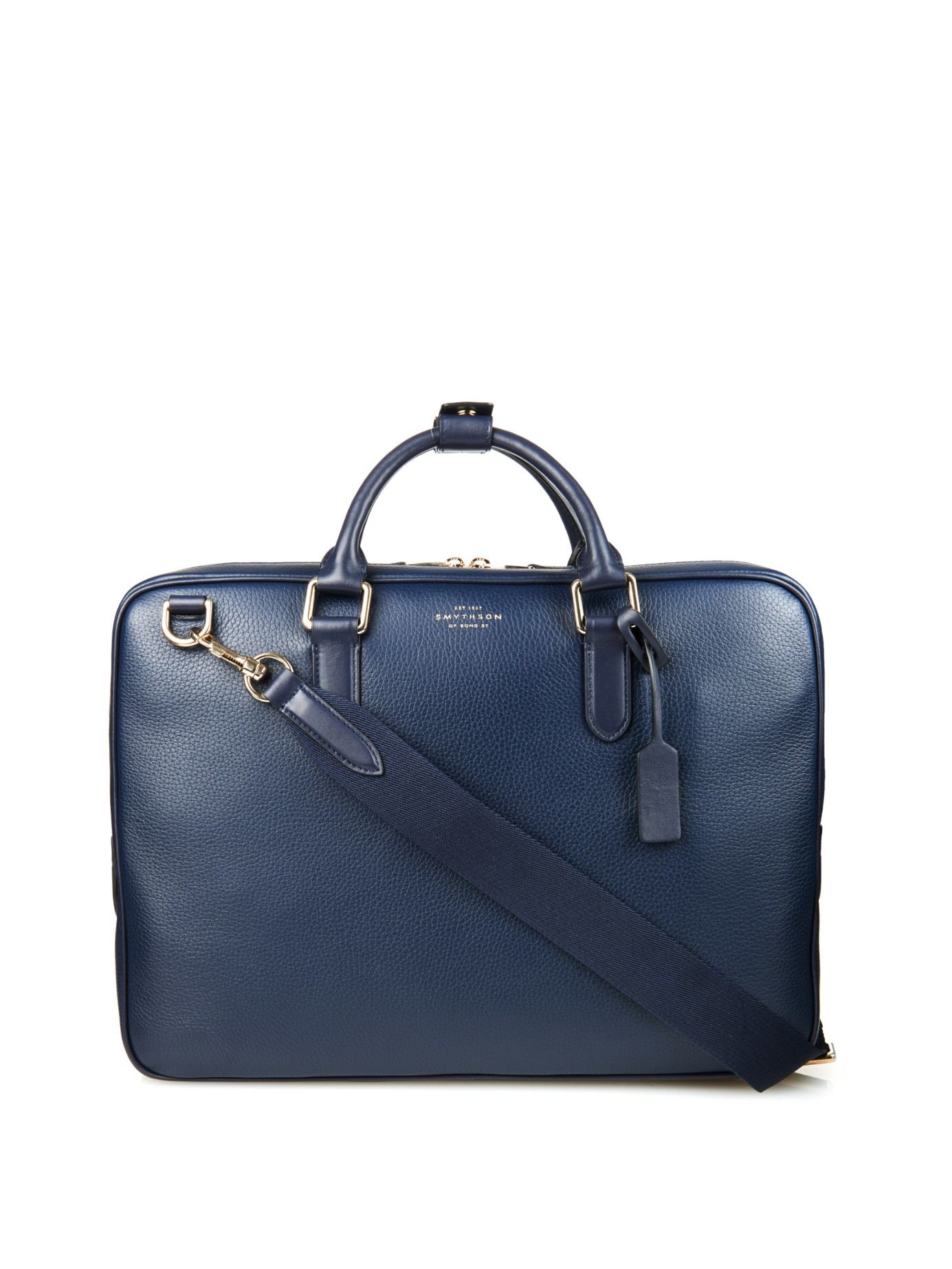 Smythson Leather Briefcase in Blue for Men | Lyst