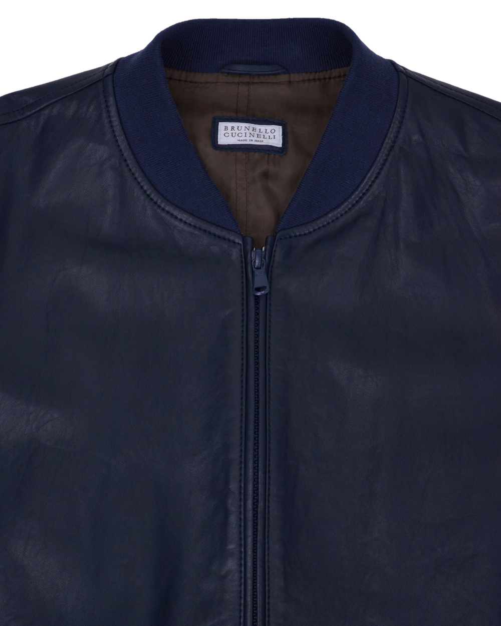 Lyst - Brunello Cucinelli Blue Leather Bomber Jacket in Blue for Men