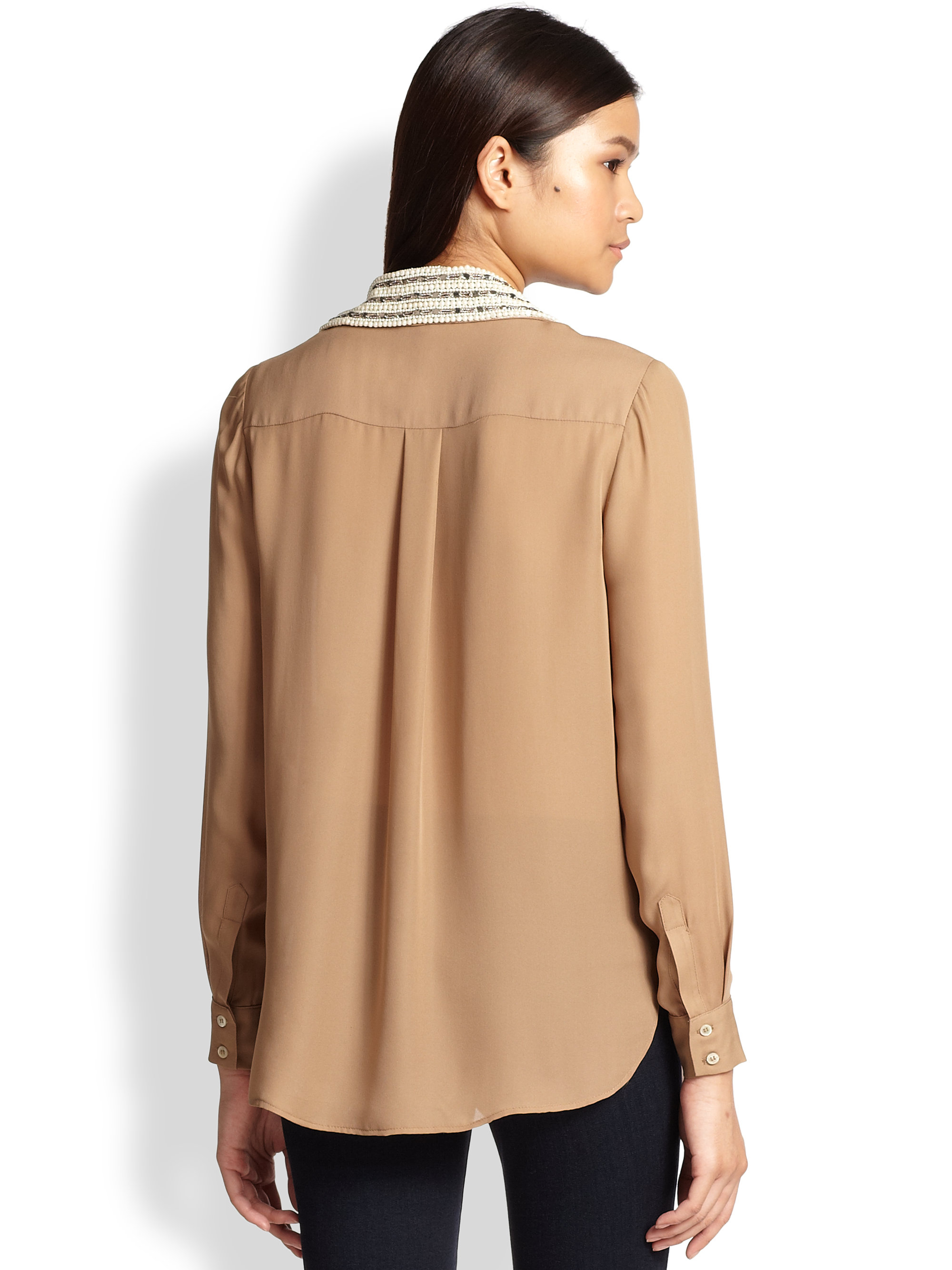 beige silk blouse