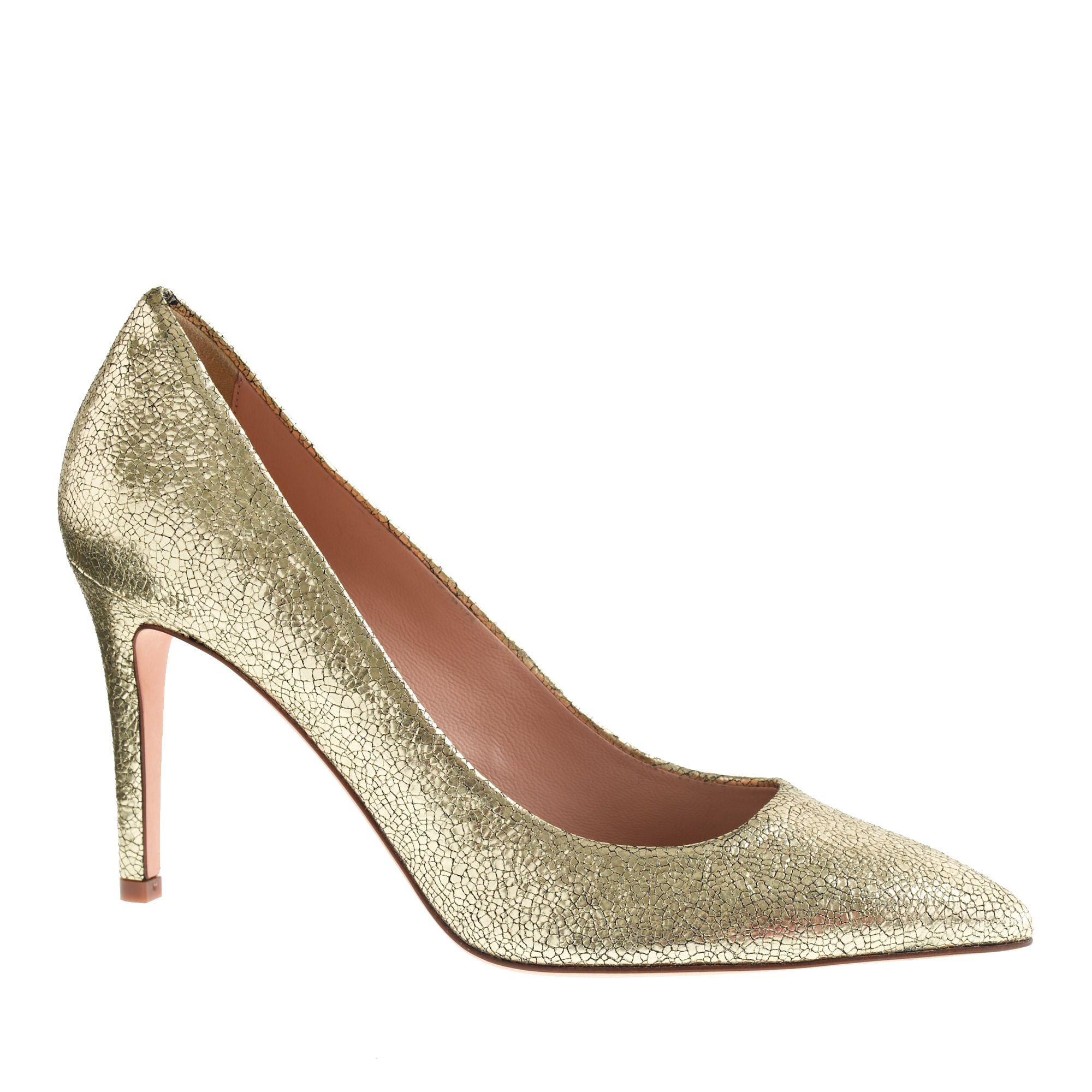 J.crew Everly Crackled Metallic Leather Pumps in Metallic | Lyst