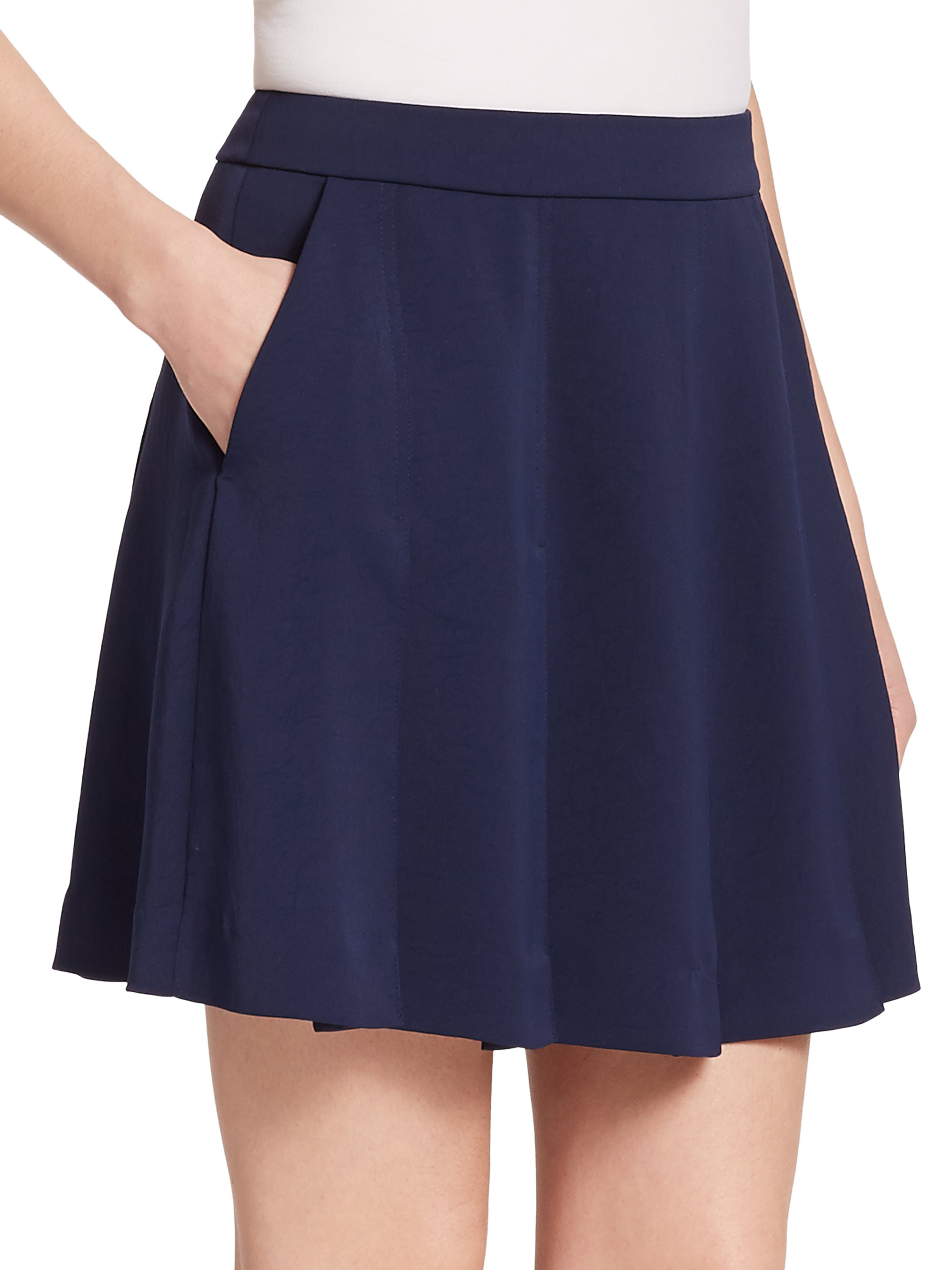 Lyst - Vince Pleated Skirt in Blue
