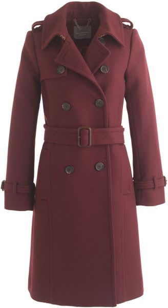 J.crew Icon Trench Coat In Wool-Cashmere in Red (cabernet) | Lyst