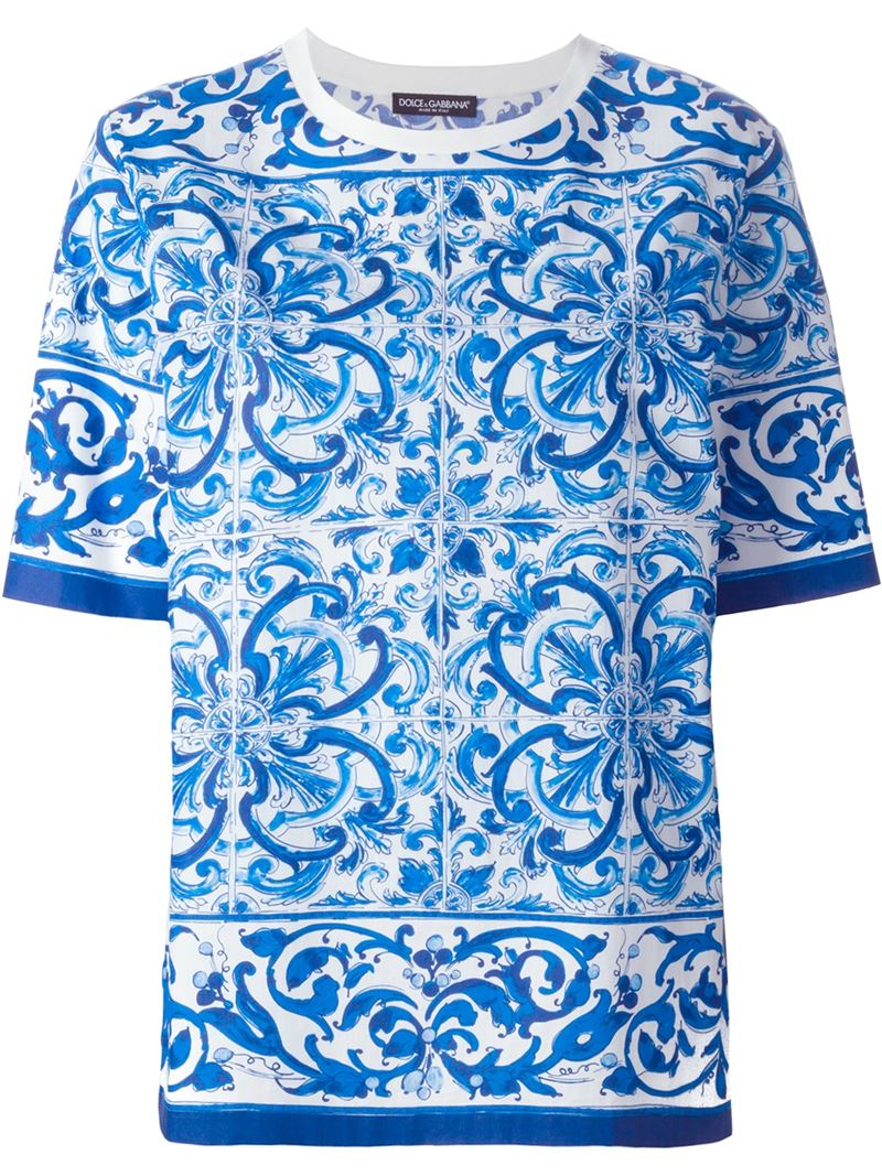 Lyst - Dolce & gabbana Majolica Print T-Shirt in Blue