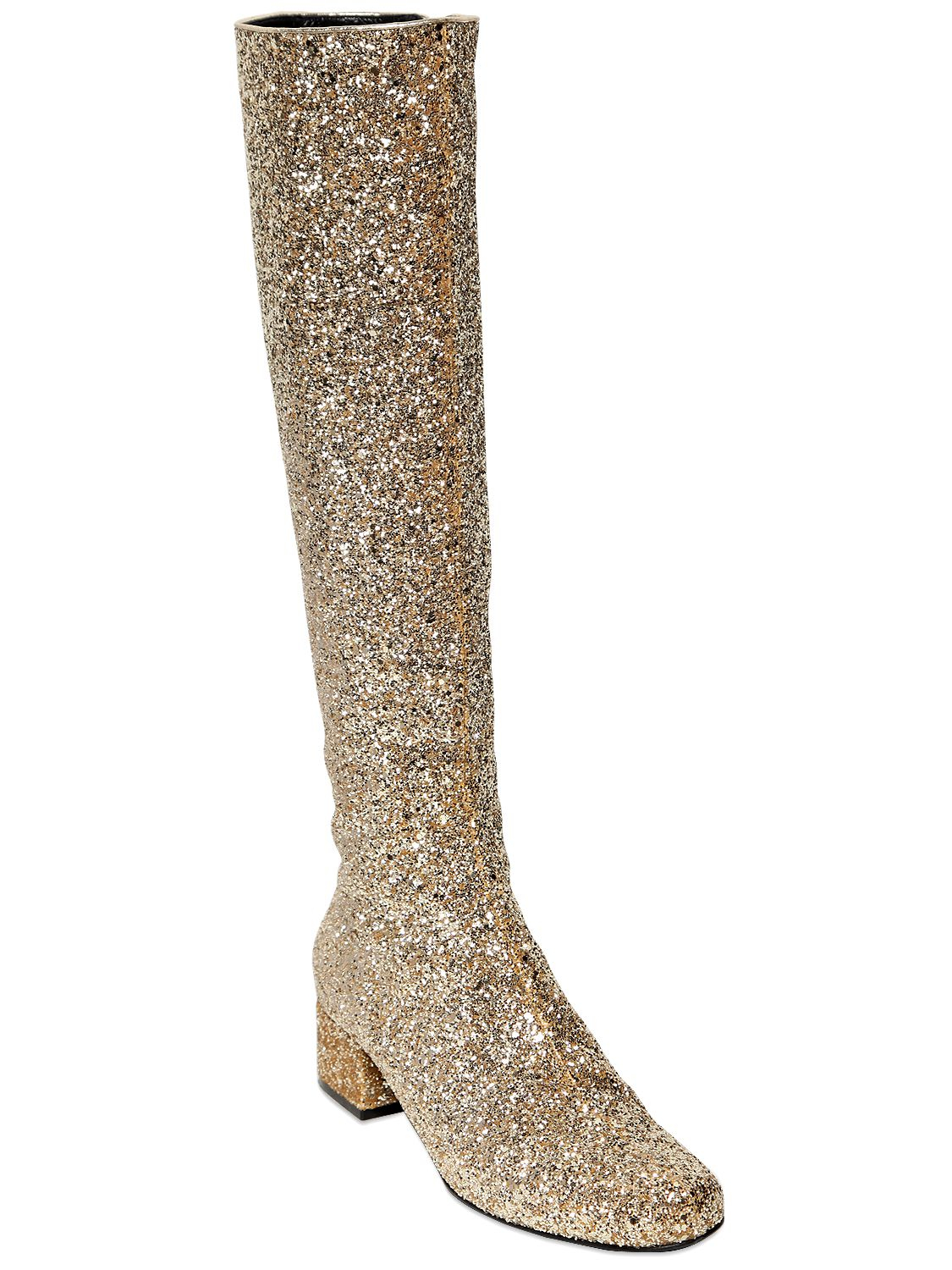 Lyst - Saint Laurent Babies Knee-High Glitter Boots in Metallic