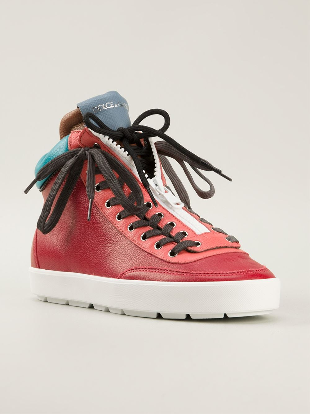 Dolce & Gabbana Double Laceup Sneakers in Red for Men | Lyst