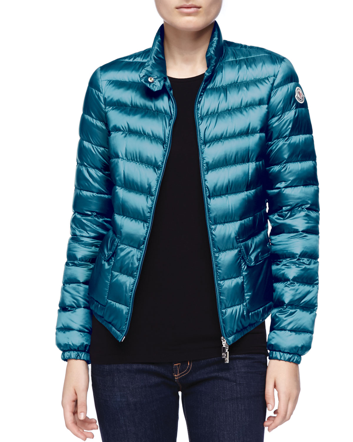 Lyst - Moncler Zipup Puffer Jacket Turquoise in Blue