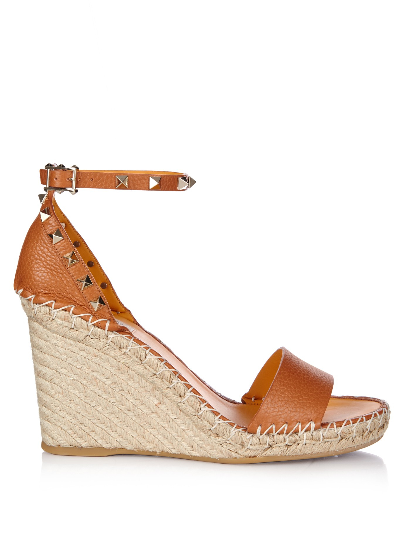 valentino rockstud espadrille wedge black