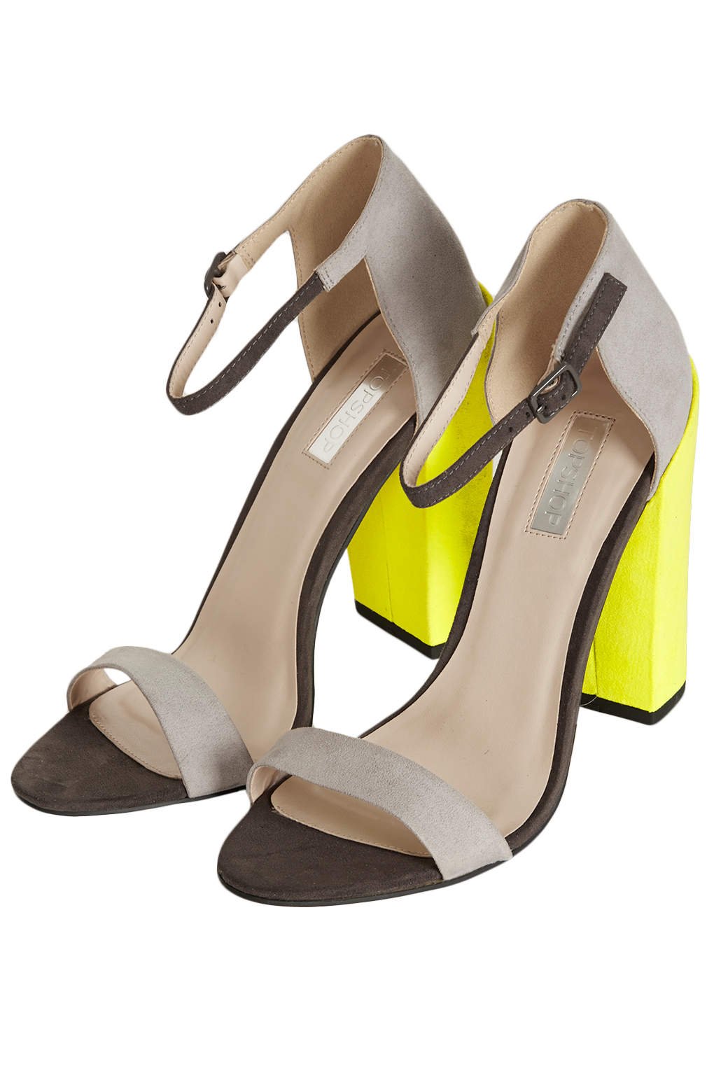 Lyst - Topshop Ratchet Block Heel Sandals in Yellow