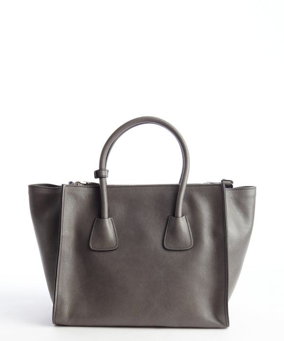 Prada Grey Leather Top Handle Trapeze Bag in Gray (grey) | Lyst  