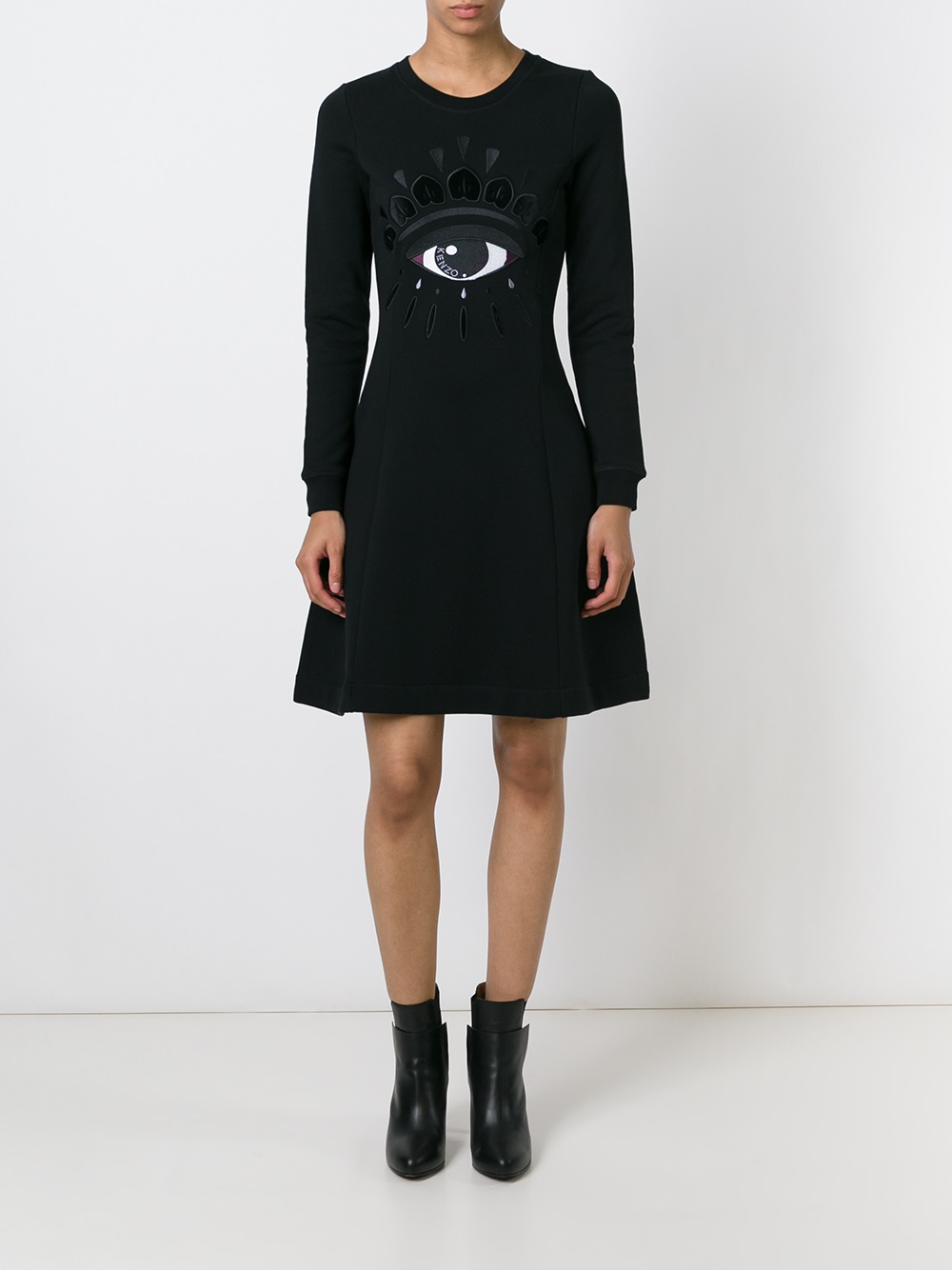 Kenzo Eye Print Sweatshirt Dress In Black Lyst Gallery