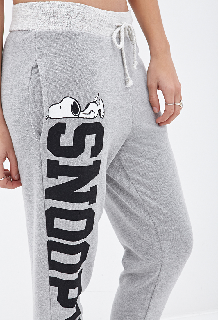 Lyst - Forever 21 Heathered Snoopy Sweatpants in Gray