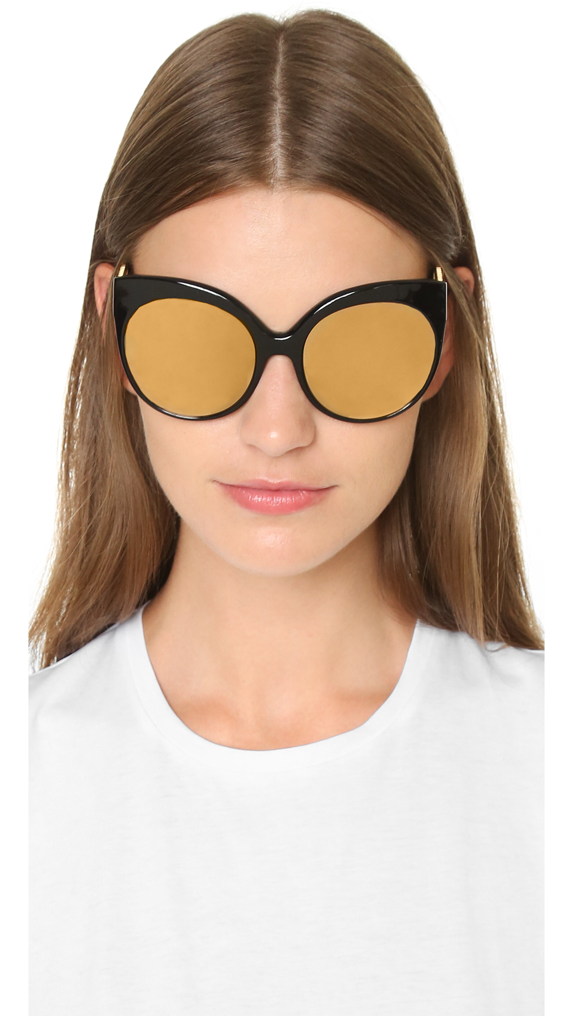 Linda Farrow Luxe Mirrored Sunglasses Blackgold In Black Blackgold Lyst 