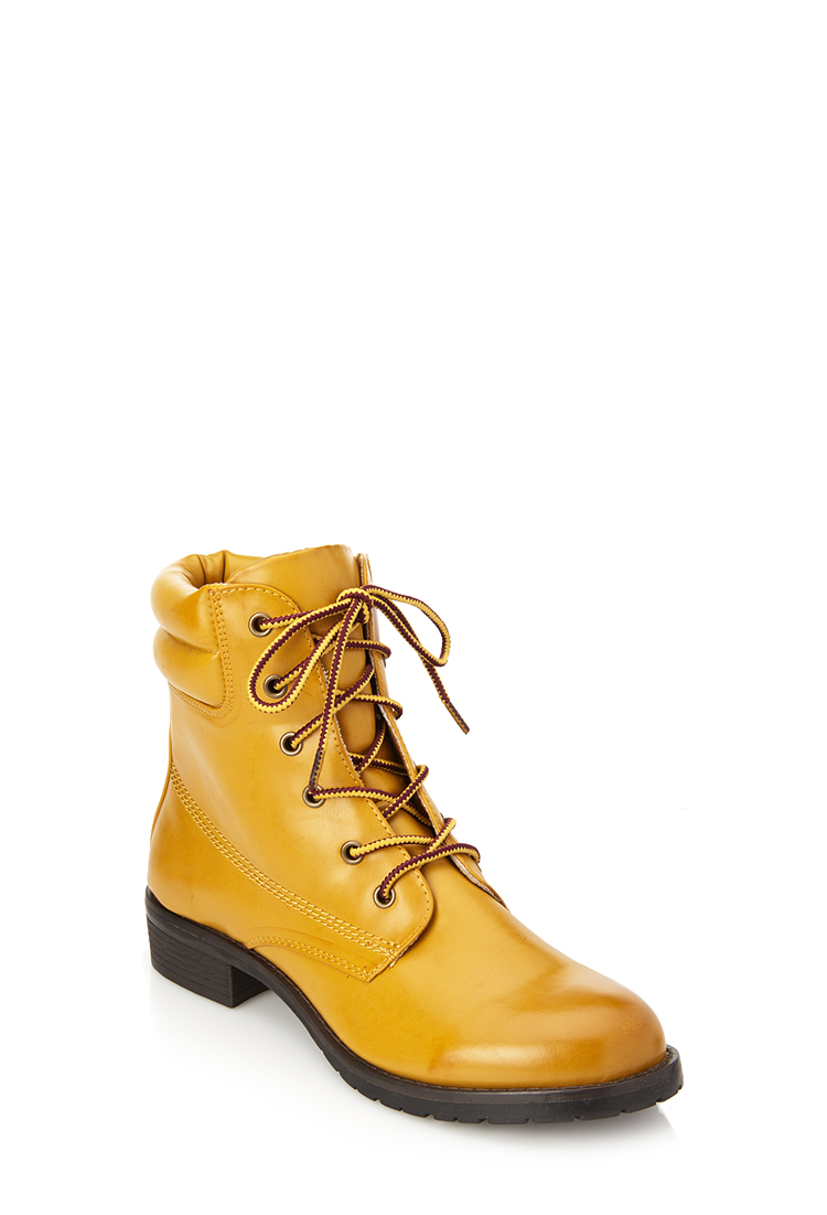 yellow leather booties