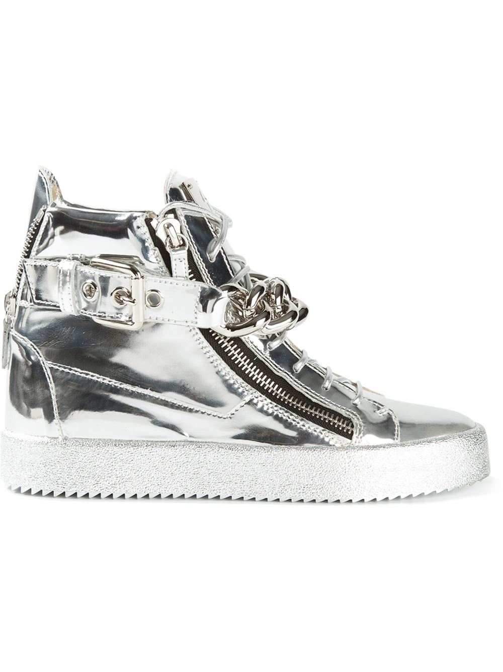 Giuseppe Zanotti Metallic Hi-Top Sneakers in Silver ...