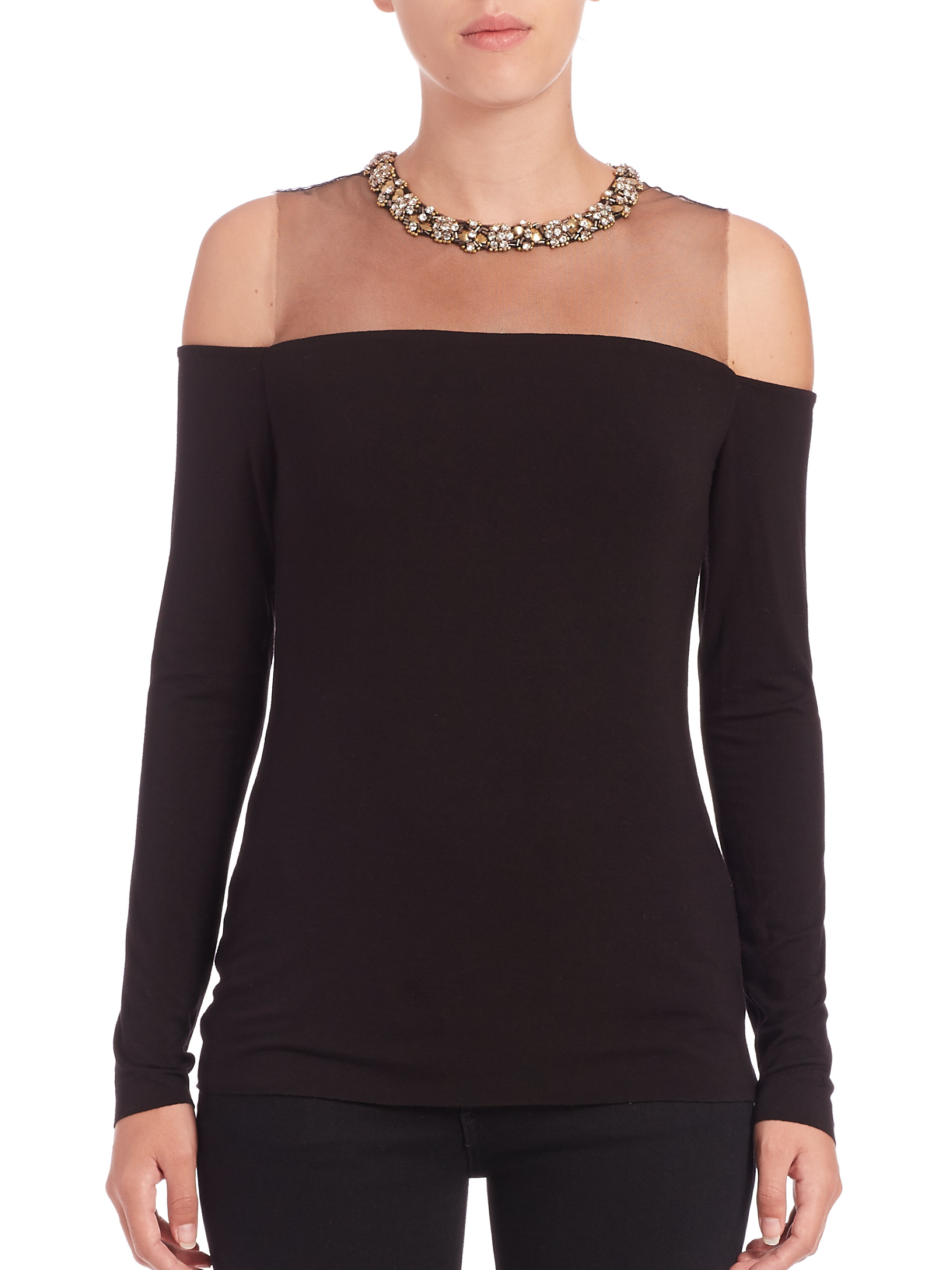 open shoulder black top