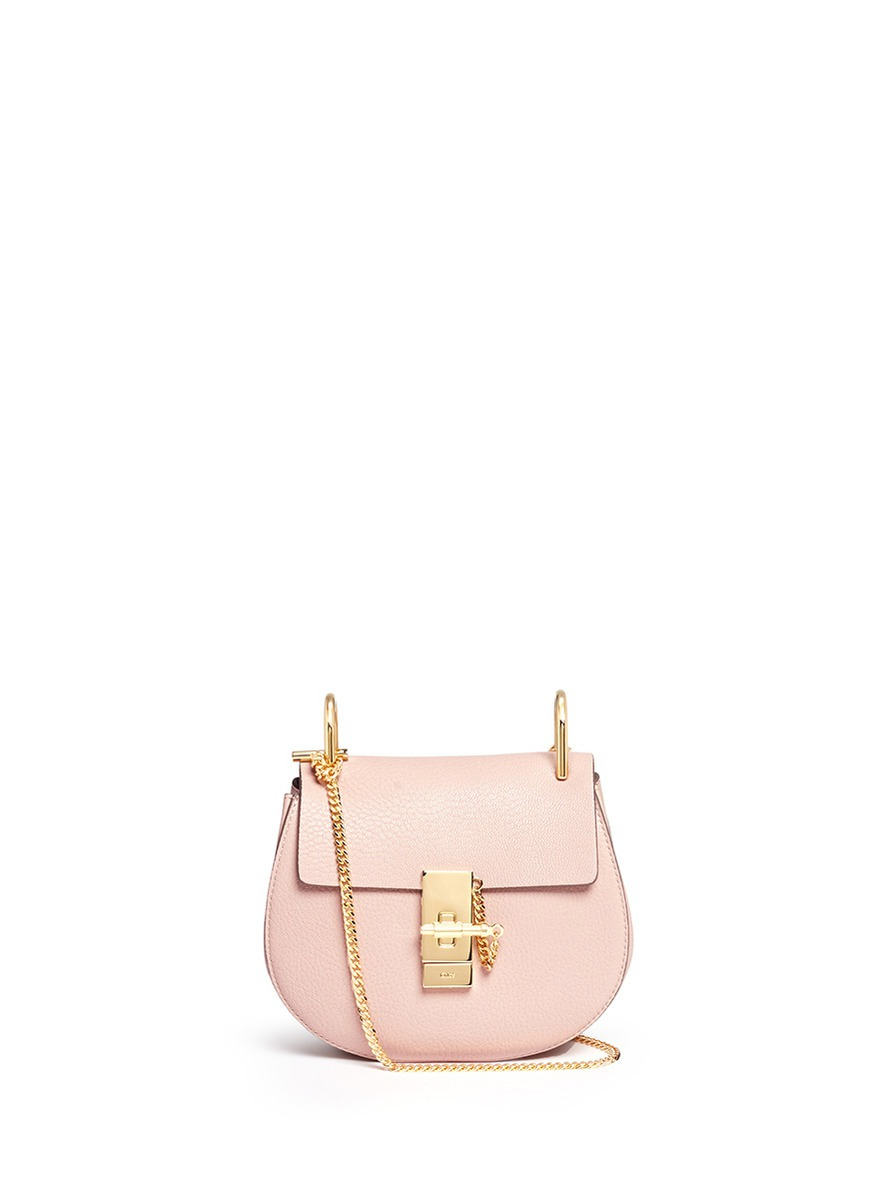 Chlo \u0026#39;drew\u0026#39; Mini Grainy Leather Shoulder Bag in Pink | Lyst  