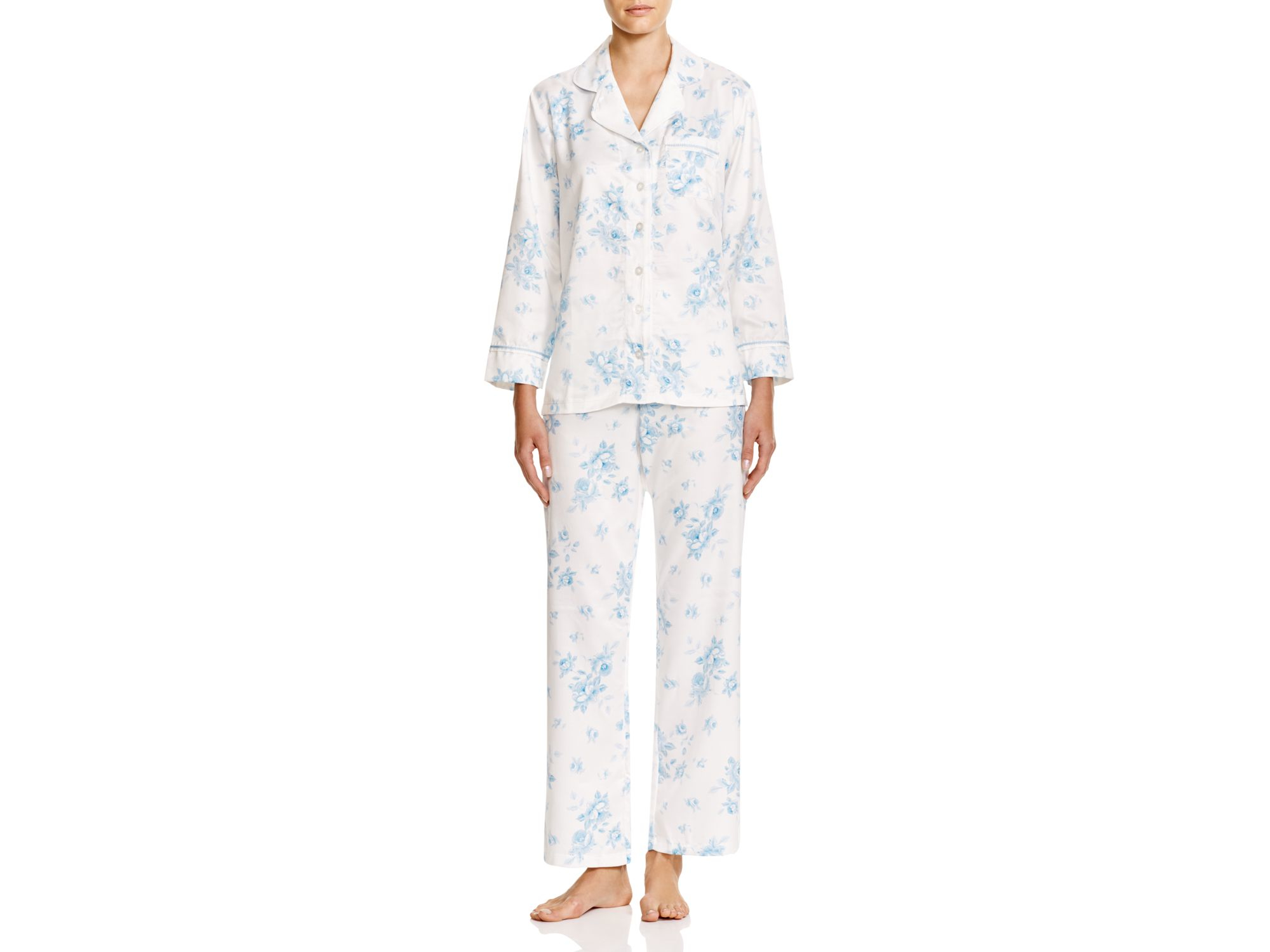 Lyst - Carole Hochman Brushed Back Satin Long Pajama Set in White