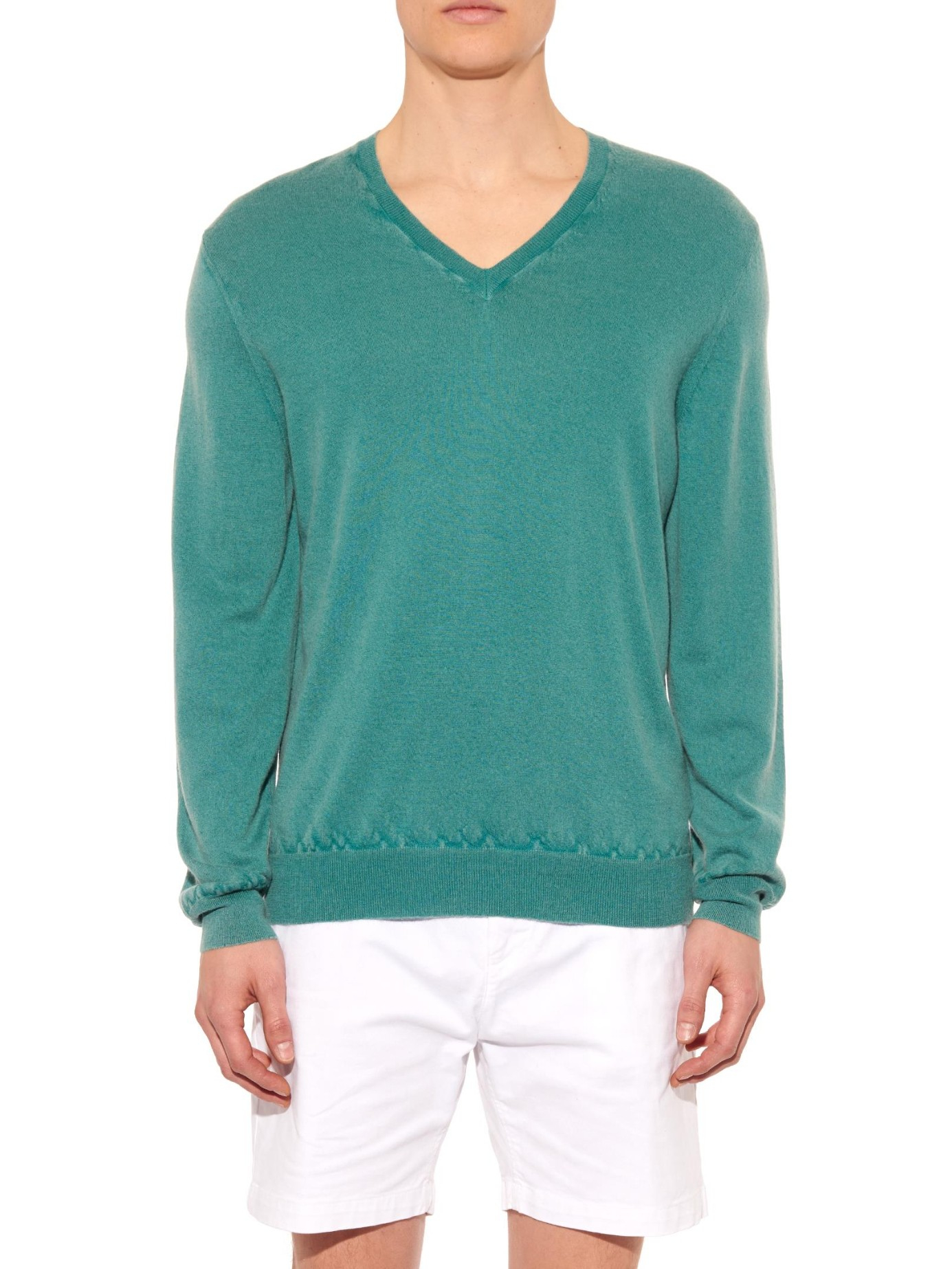 Lyst - Massimo Alba Newark V-neck Cashmere Sweater in Green for Men