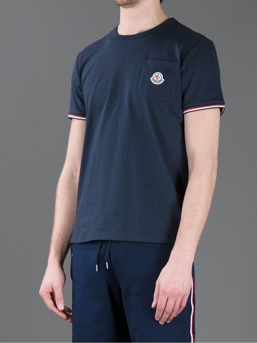 Lyst - Moncler Logo Pocket Tshirt in Blue for Men