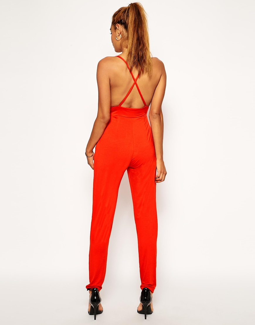 asos red jumpsuit