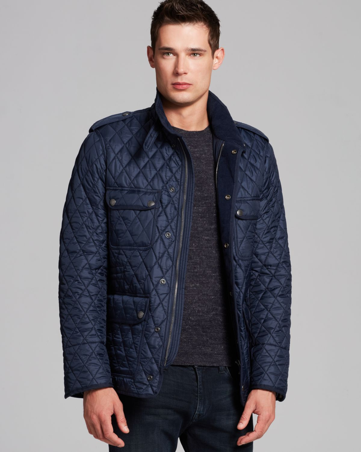Burberry Brit Russel Diamond Quilted Jacket in Blue for Men (Navy) | Lyst