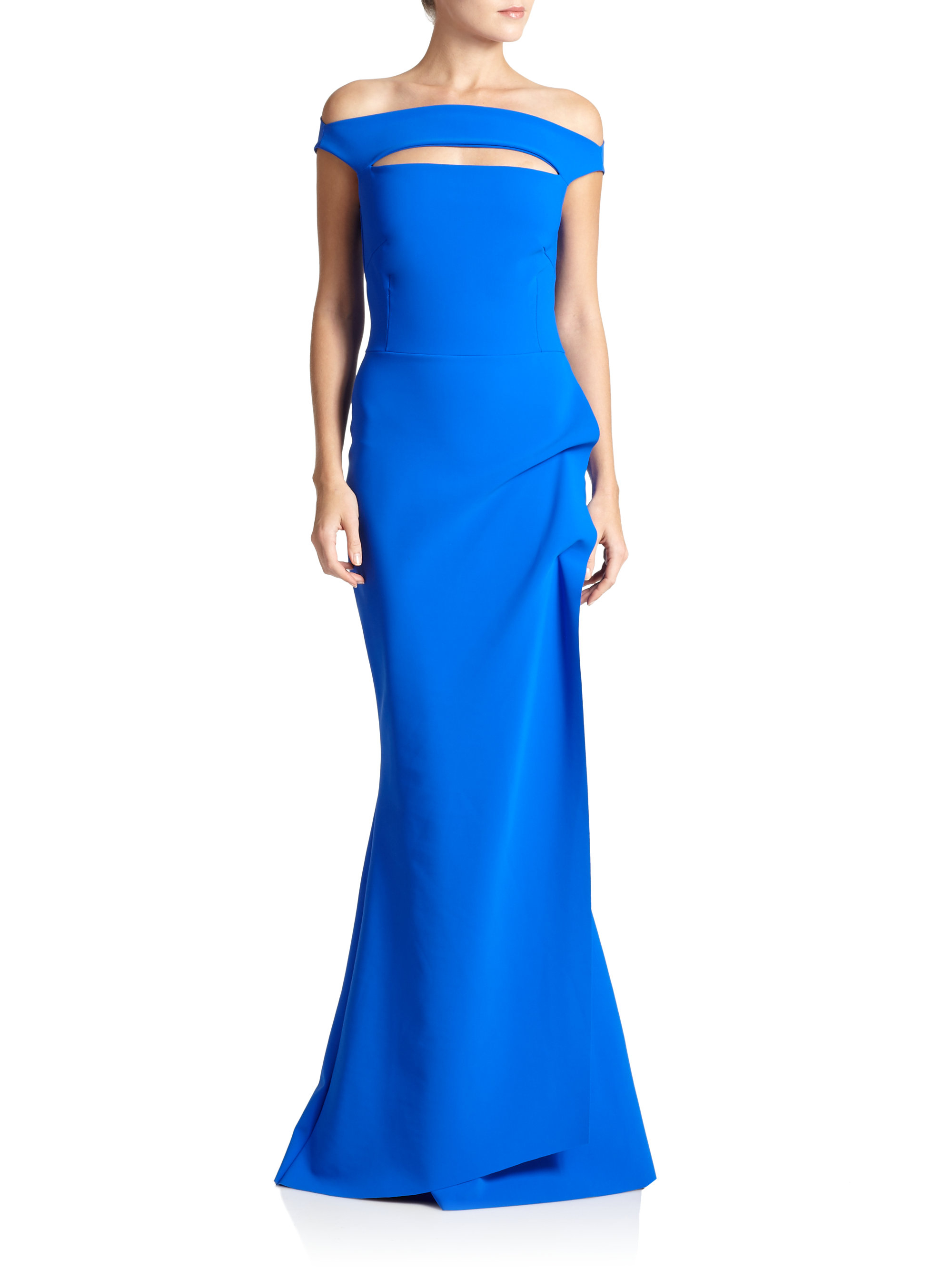 La Petite Robe Di Chiara Boni Melania Off-the-shoulder Gown in Blue