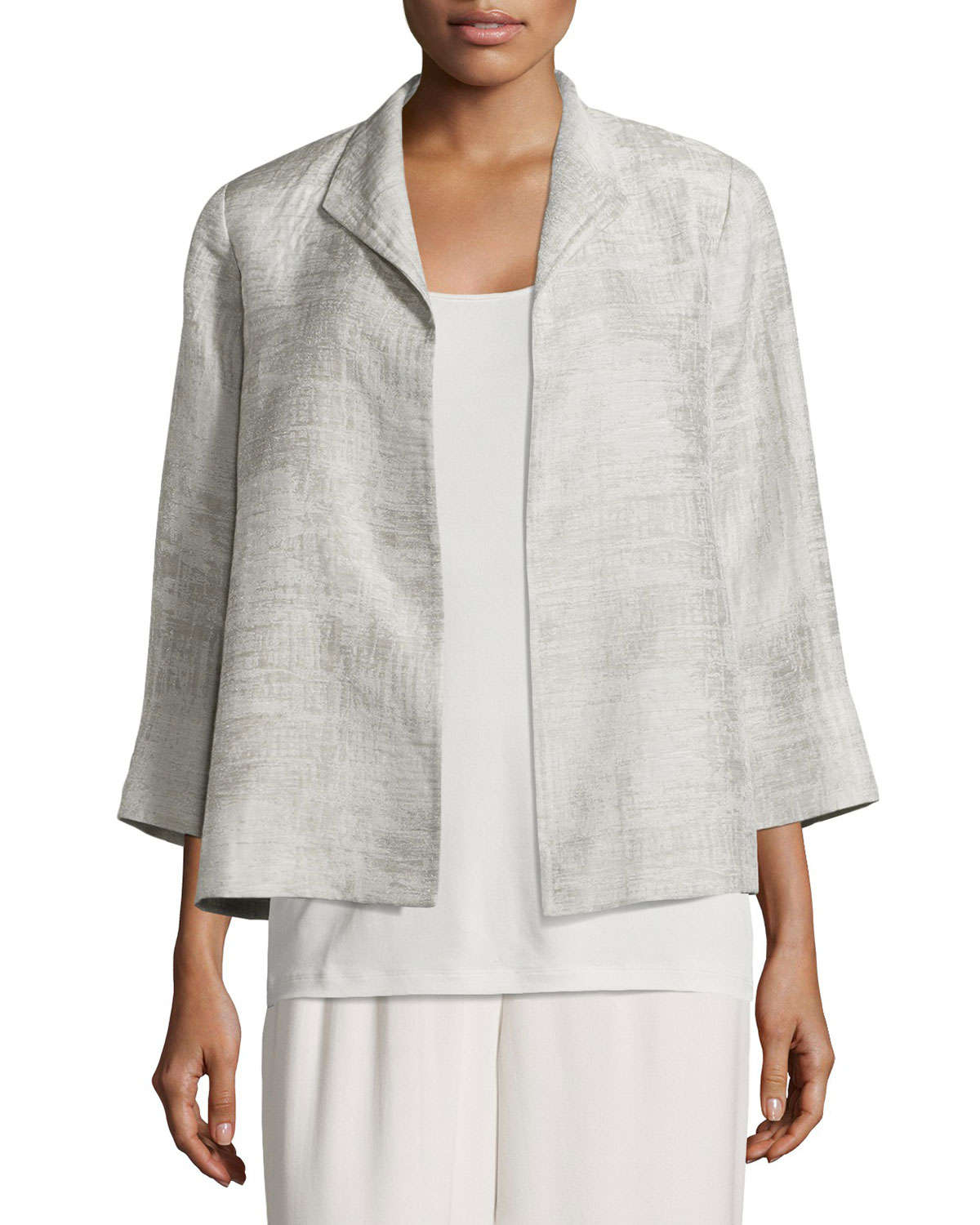 Lyst Eileen Fisher Linen CottonBlend Jacket in Gray