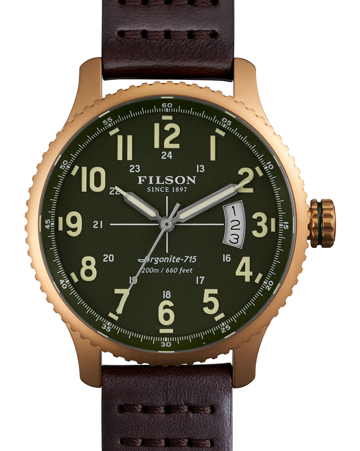 Lyst Filson 43mm Mackinaw Field Brass Watch With Leather Strap in