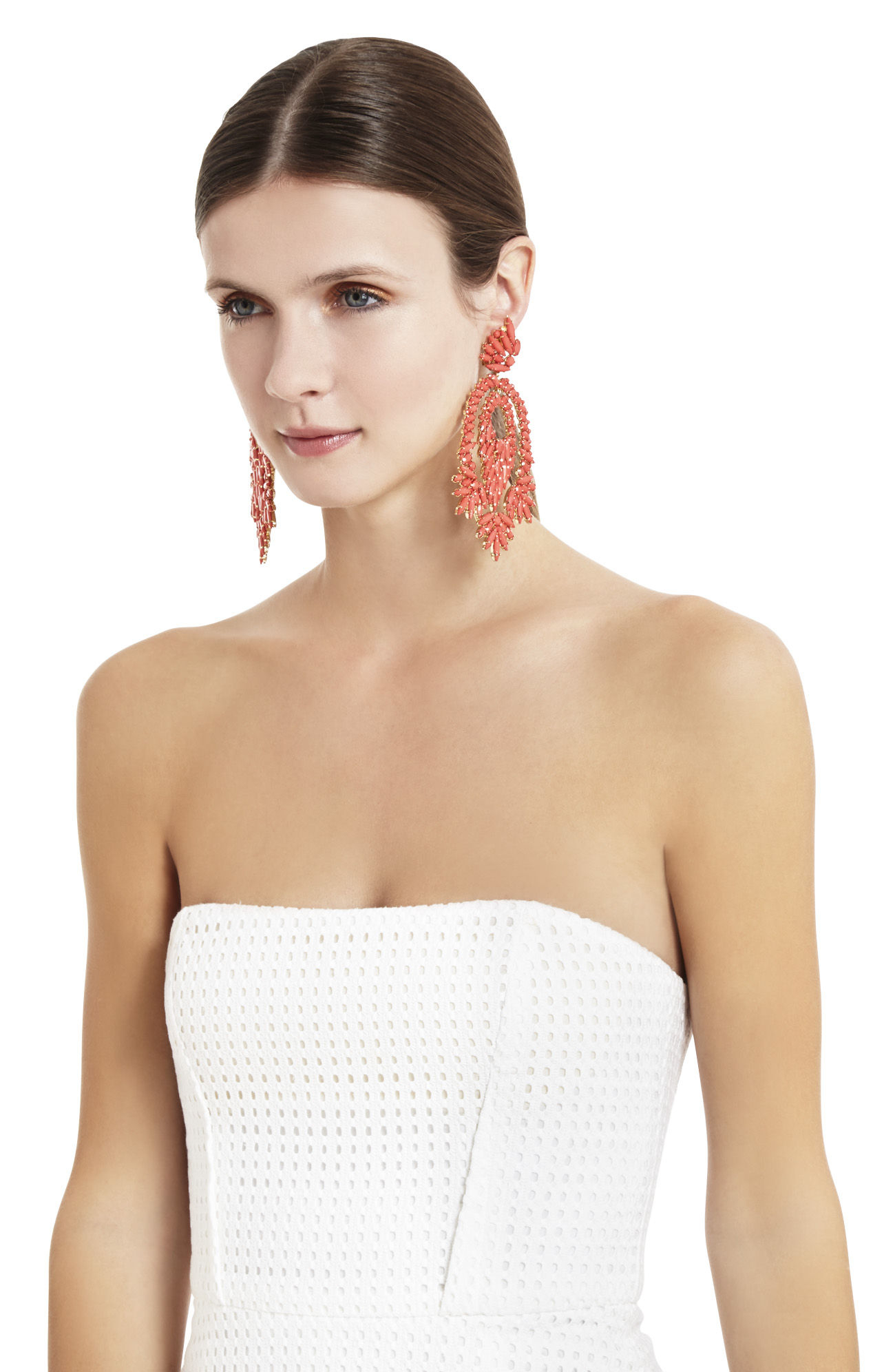 Lyst Bcbgmaxazria Oversized Rhinestone Tail Earrings In Pink Gallery
