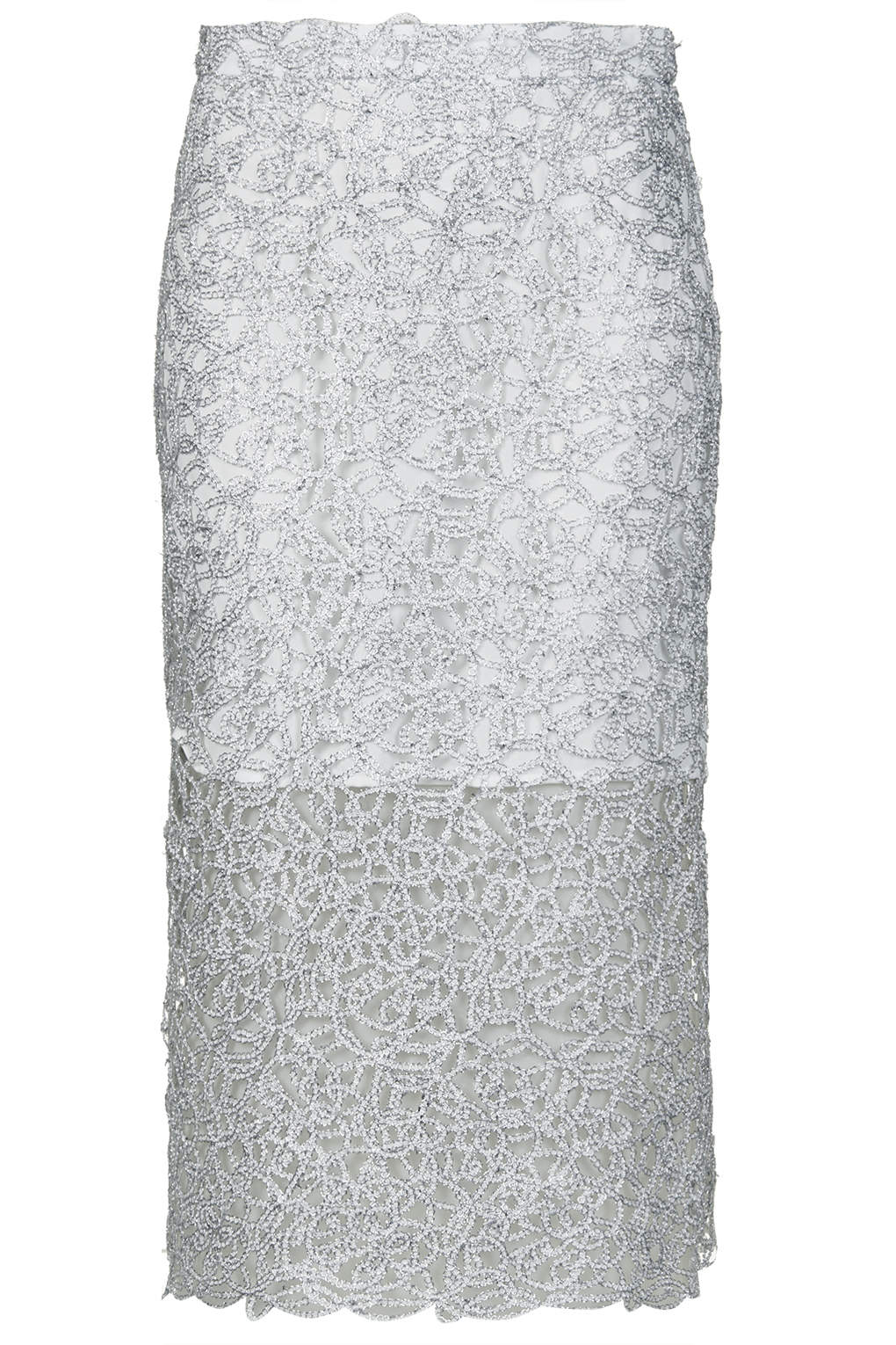 Lyst - Topshop Limited Edition Silver Cornelli Pencil Skirt in Metallic