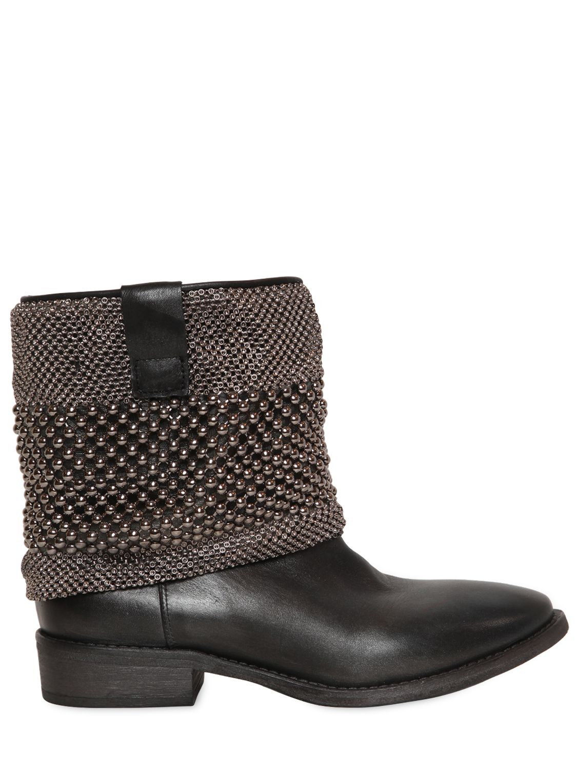 Lyst - Strategia 20mm Leather & Chainmail Boots in Black