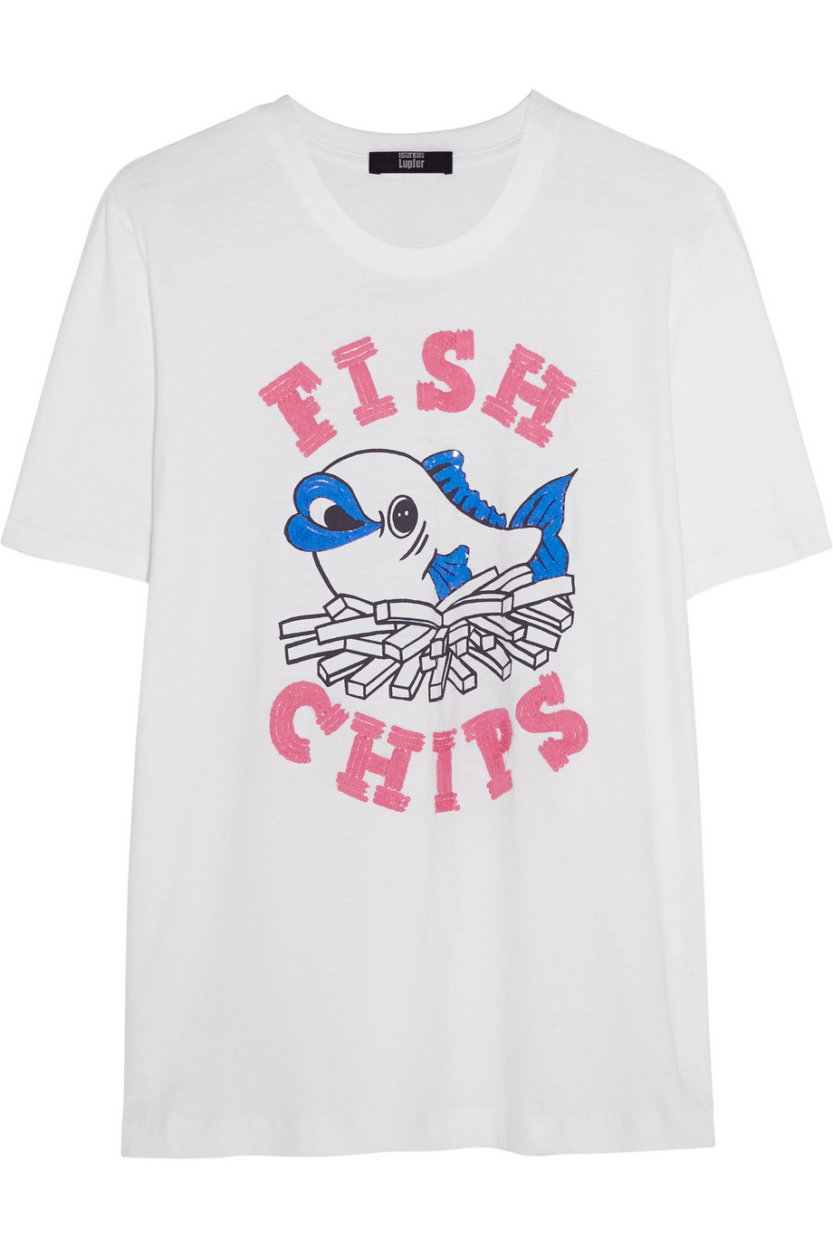 Markus lupfer Fish And Chips Sequined Cotton TShirt in White Lyst