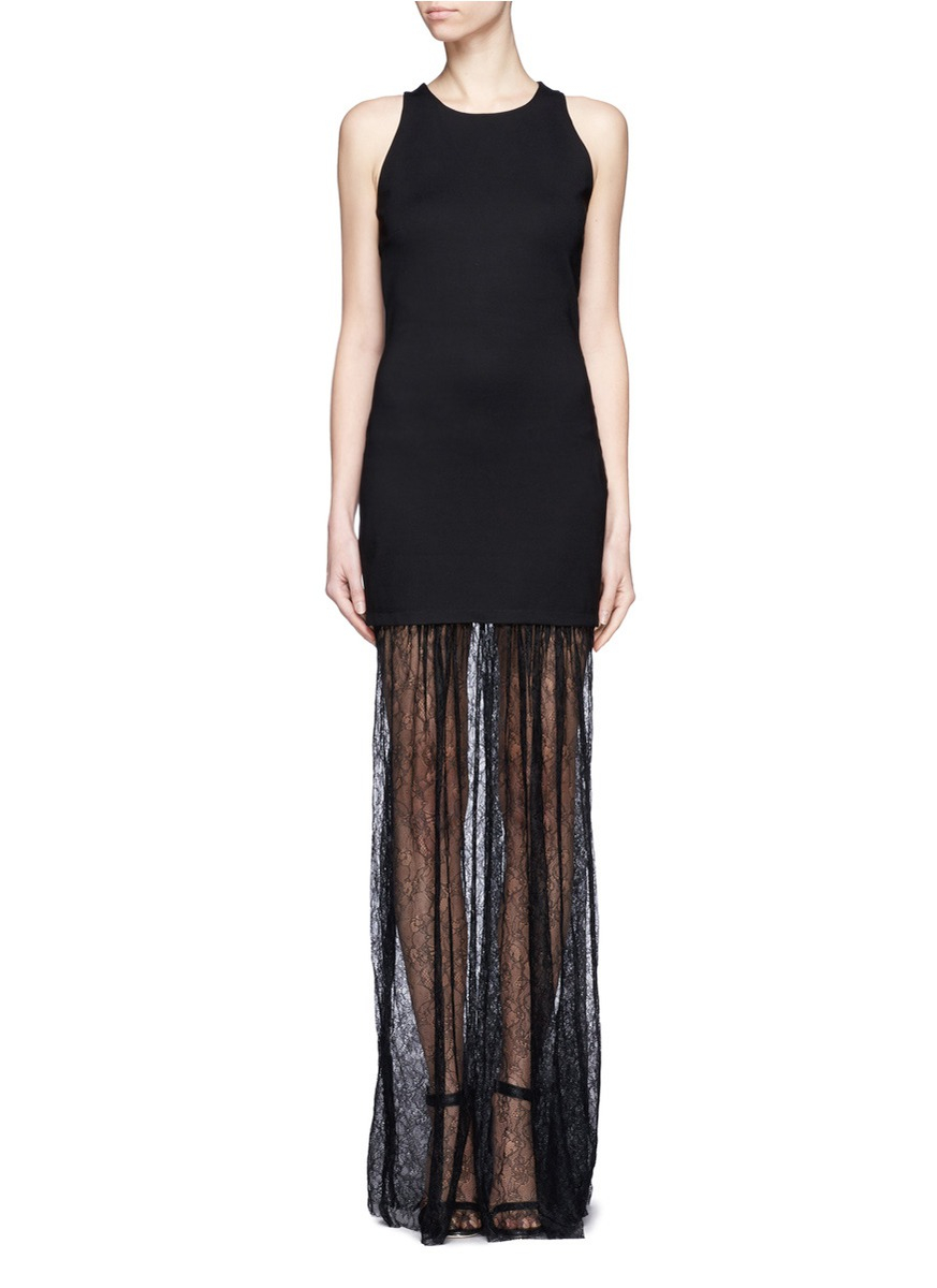 Lyst - Maje Elue Lace Bottom Gown in Black