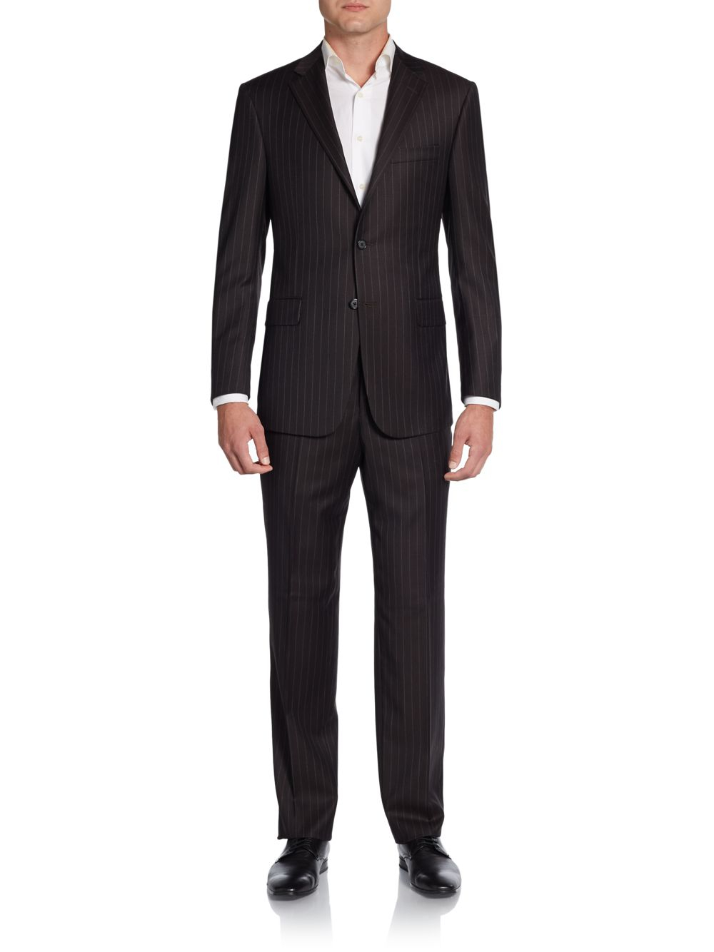 Hickey freeman Regular-fit Striped Worsted Wool Suit in Black for Men ...