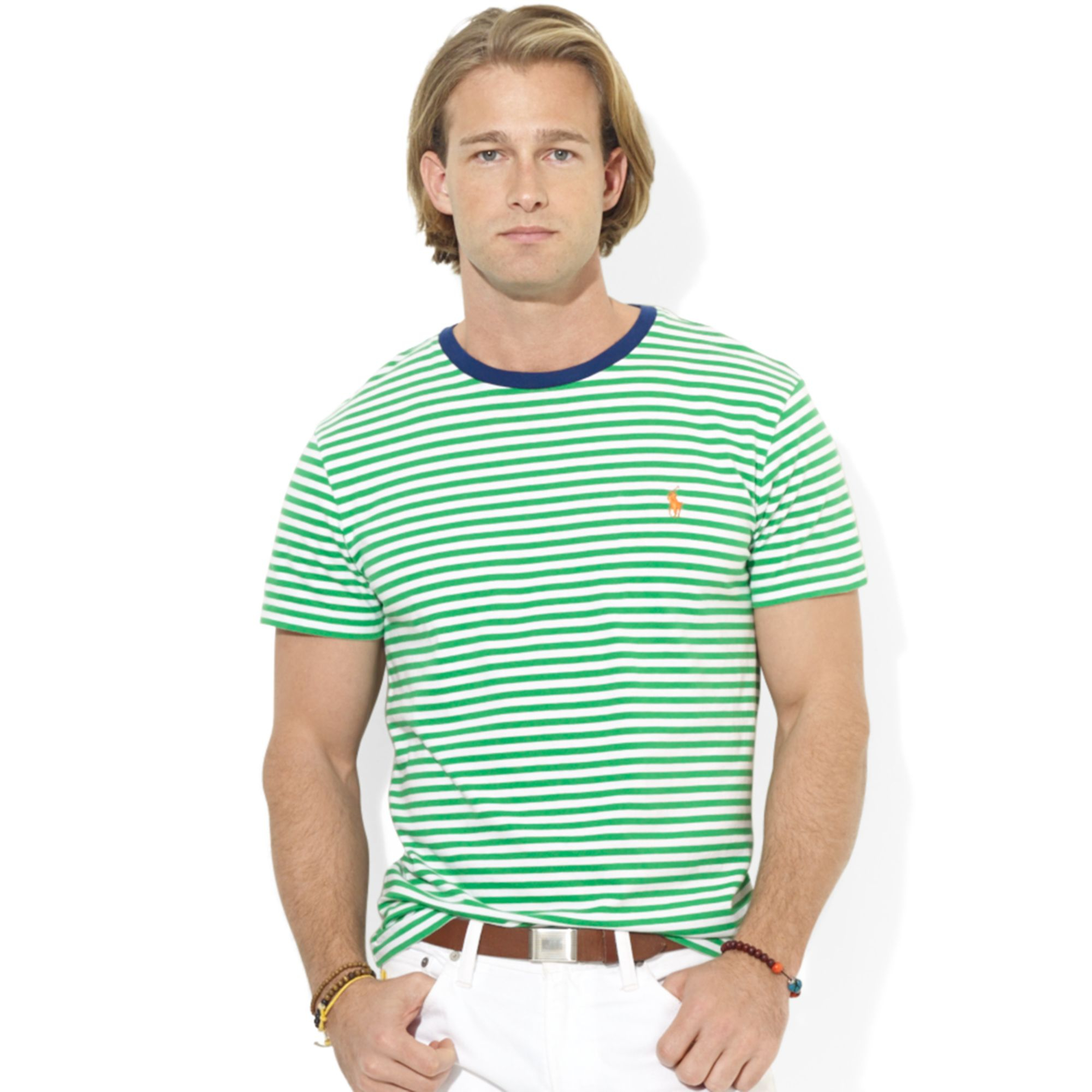 Lyst - Ralph Lauren Polo Striped Jersey Tshirt in Green for Men