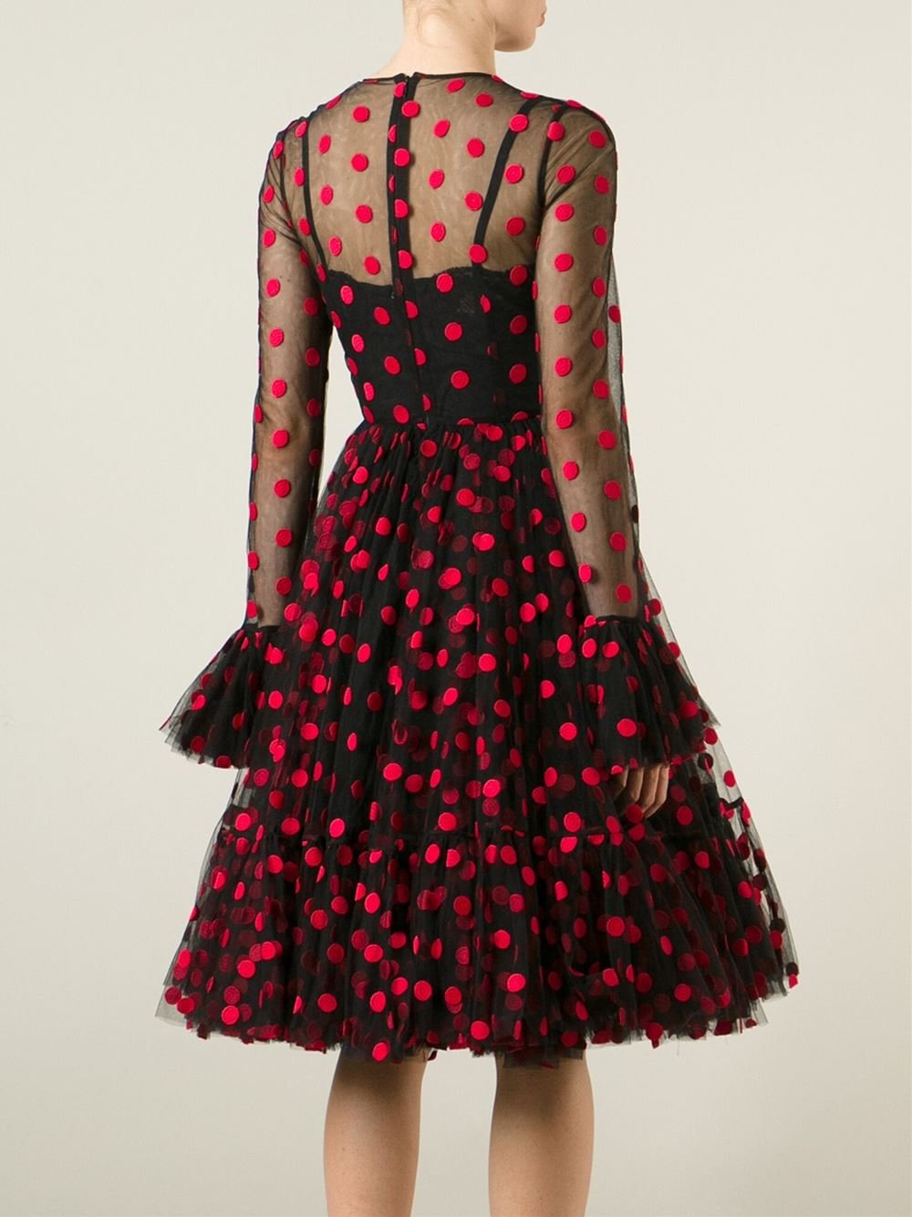 red and black spotty dress