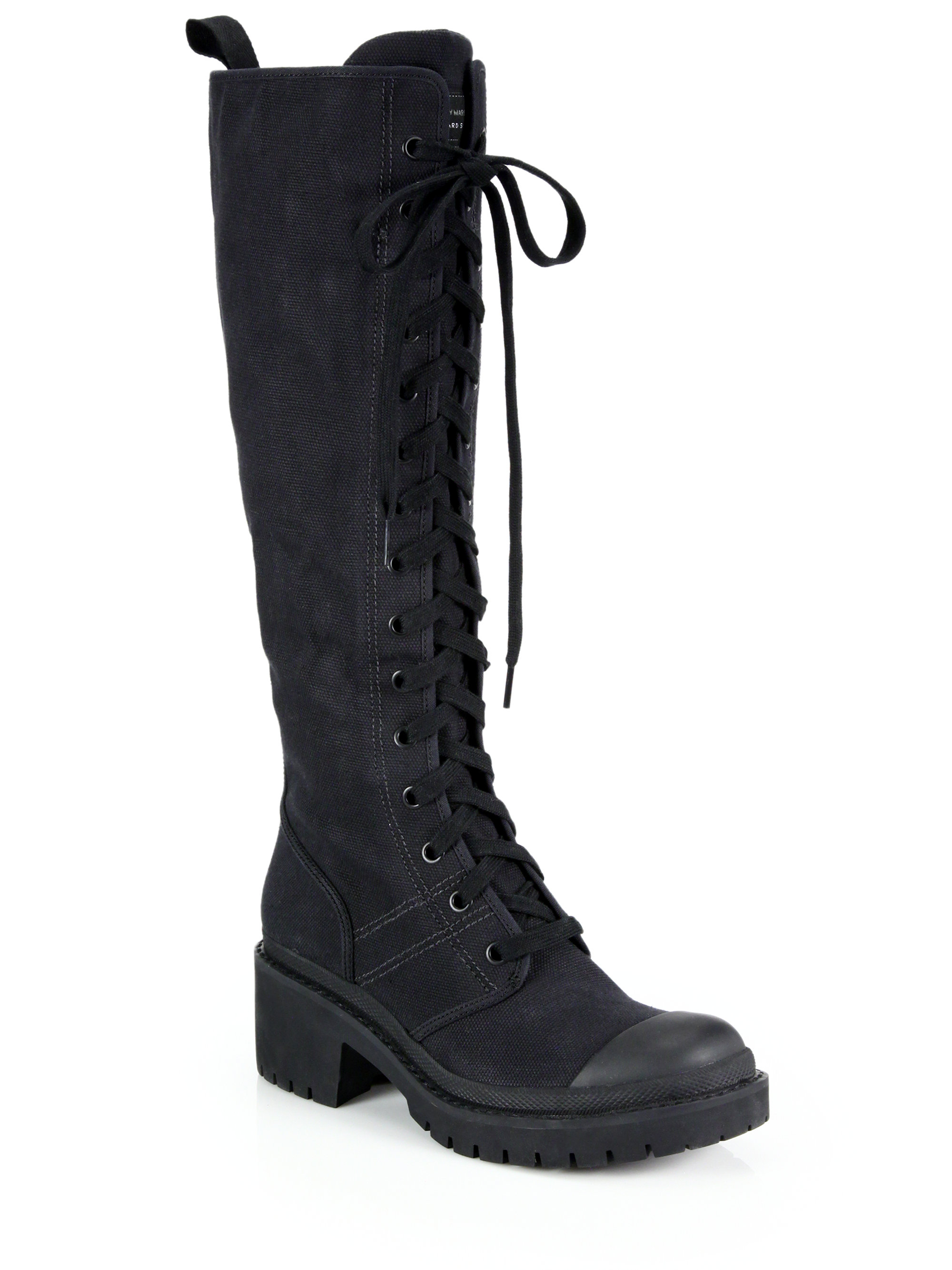 Lyst Marc By Marc Jacobs Army Knee High Lace Up Boots In Black