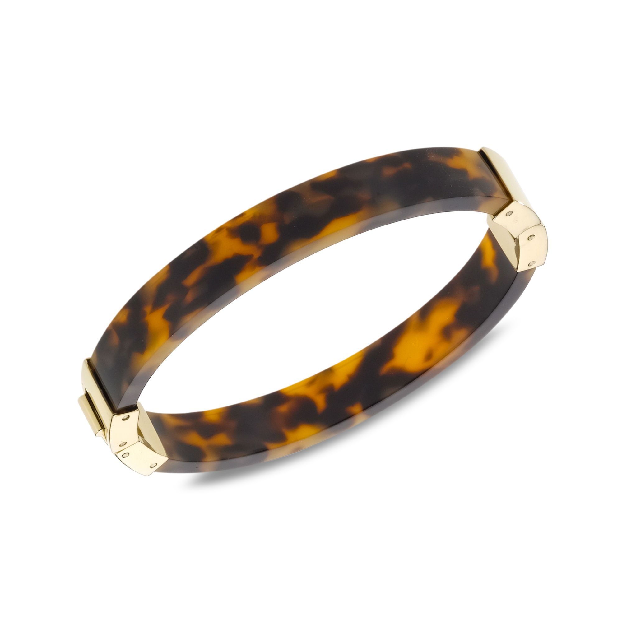 Lyst Michael Kors Gold Tone And Tortoise Hinge Bangle In Brown Gallery