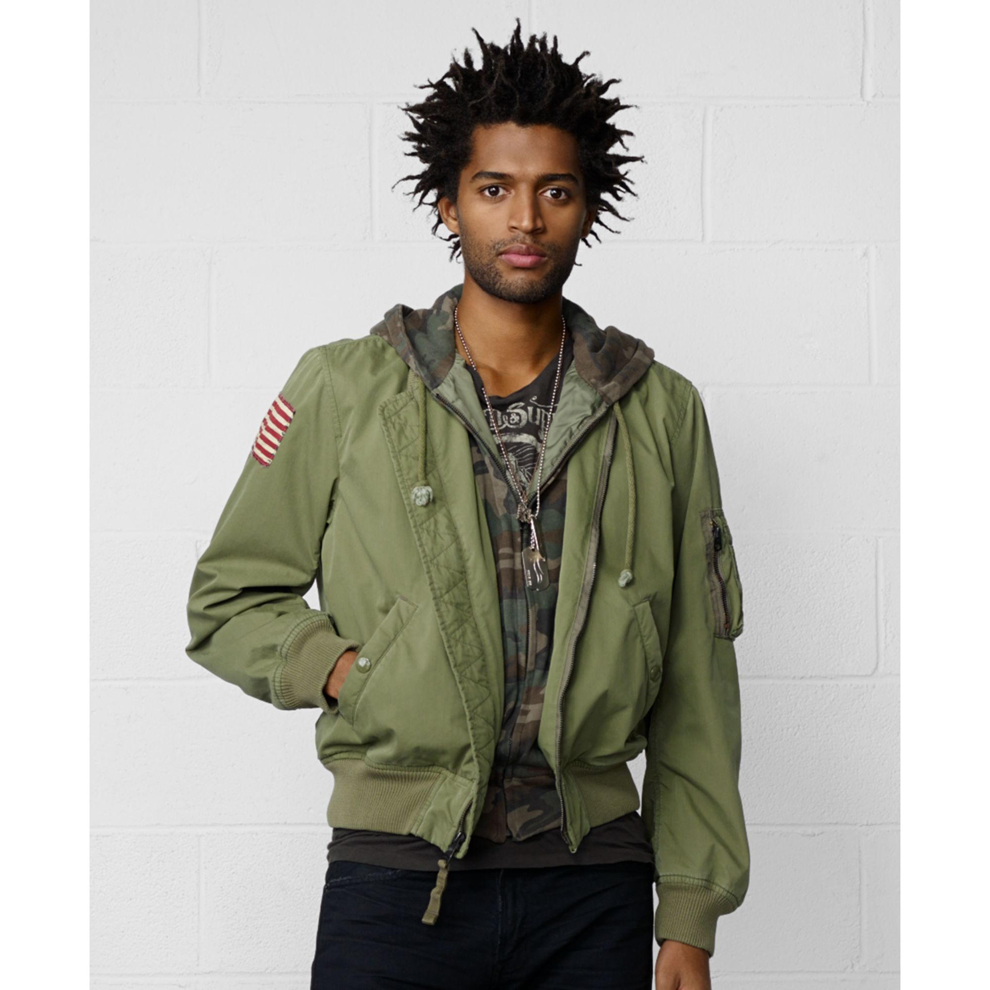 Lyst - Denim & supply ralph lauren Hooded Bomber Jacket in Green for Men