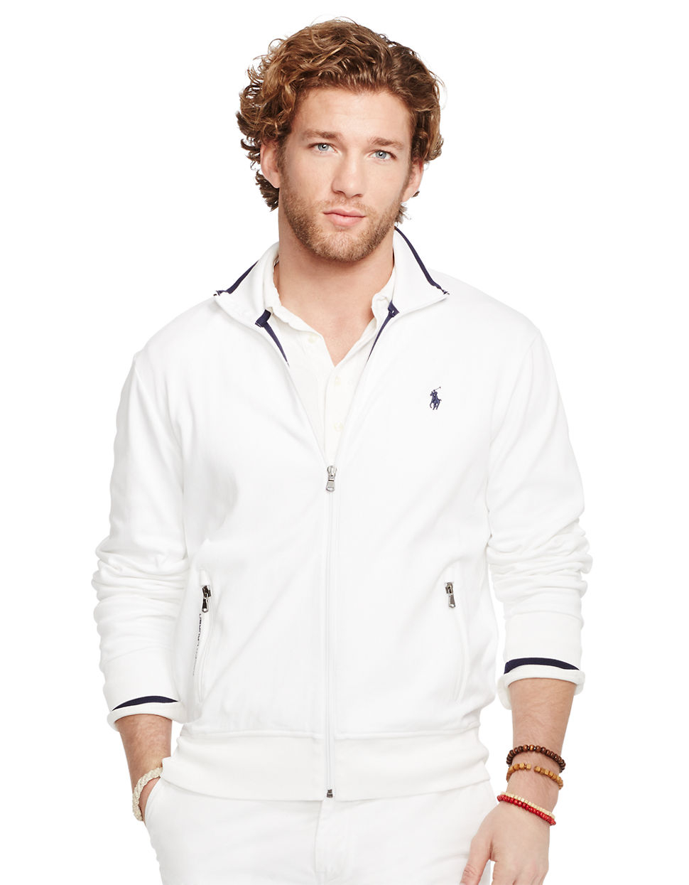 Polo ralph lauren Full-Zip Track Jacket in White for Men | Lyst
